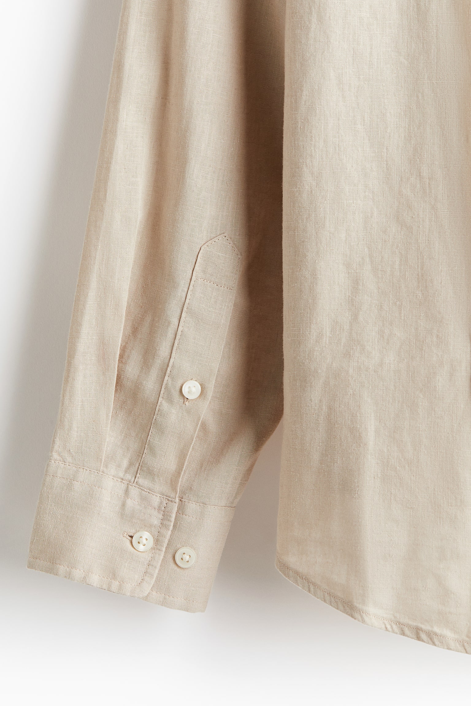 Relaxed Fit Linen-blend shirt - Beige/White/Khaki green/Striped - 7