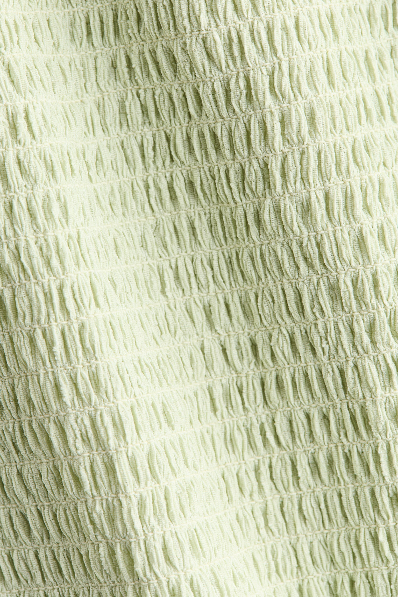 Smocked boat-neck top - Pistachio green/Light beige - 3
