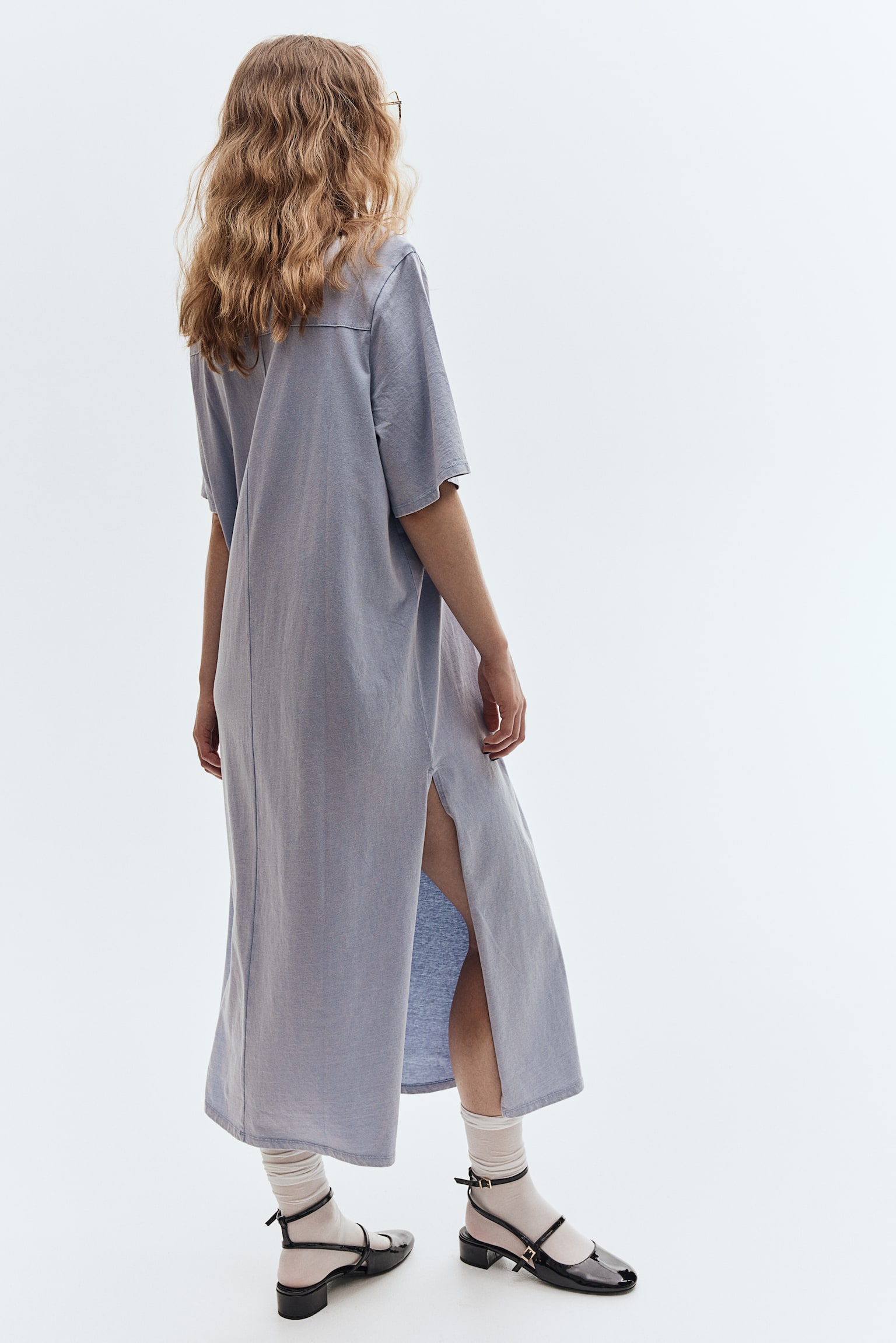 Shoulder Pad Tee Dress - Light blue/Dark grey/Washed/Black - 3