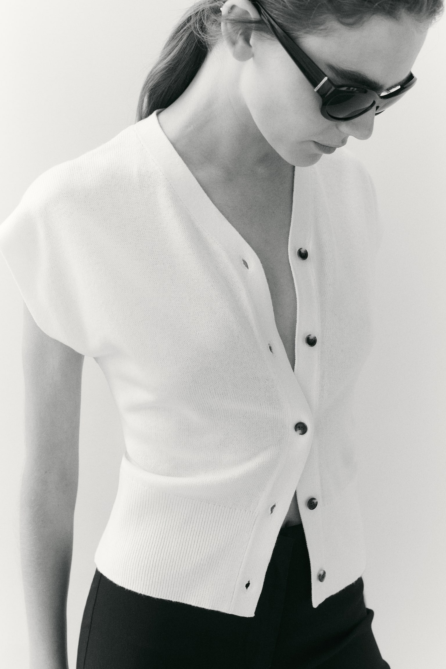 Knitted waistcoat - Cream/Black - 1