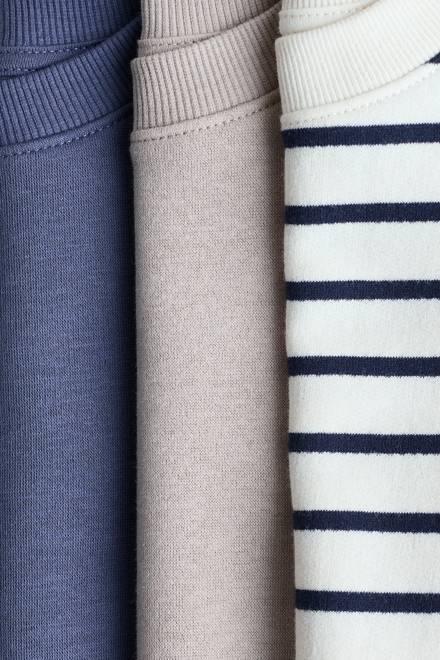 3-pack brushed-inside sweatshirts - Dusty blue/Striped/Brown/Blue/White/Black/Navy blue/Grey marl/Dusty blue/Dark green/Grey marl/Navy blue/Brown/Cream/Black/Dark blue/Dark red - 2