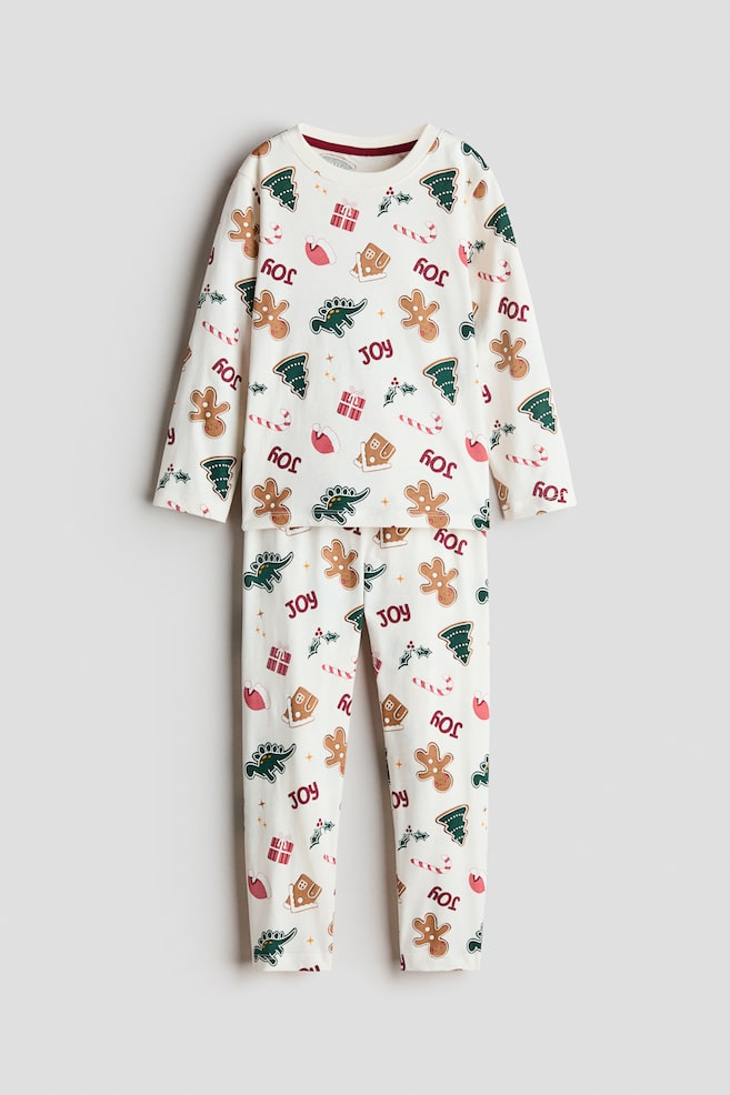 Printed cotton pyjamas - Alb/Crăciun/Gri-închis/lilieci/Verde-închis/spiriduș/Negru/schelet/Roșu/Moș Crăciun/Bleumarin/motive - 1