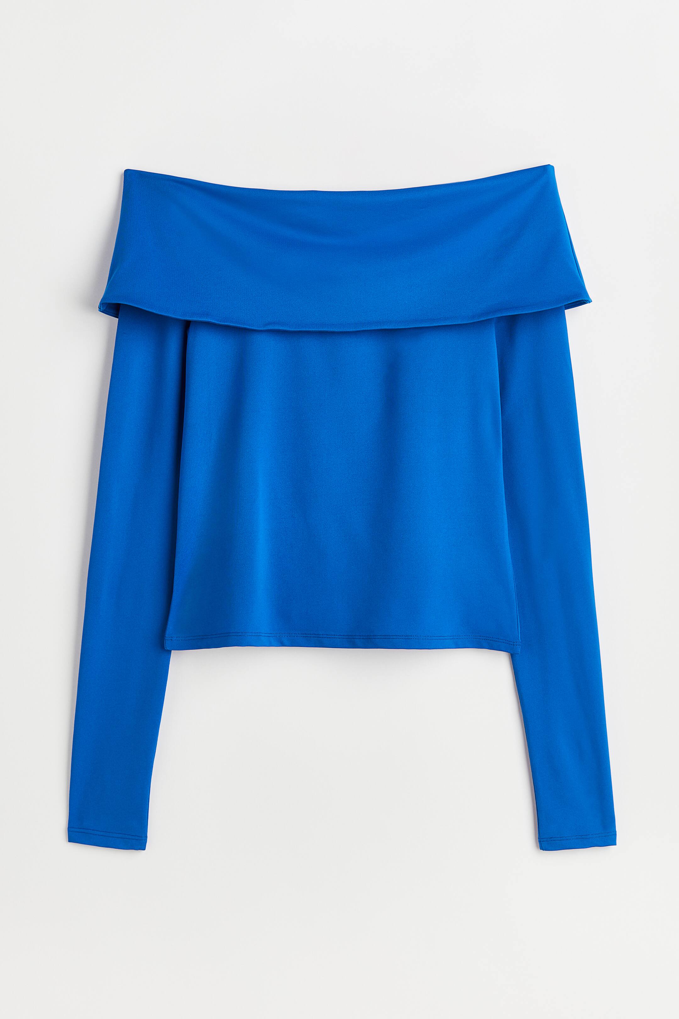 View larger image: Off-the-shoulder jersey top - Bright blue - Ladies | H&M IN 1