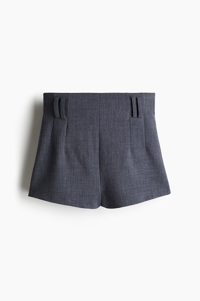 High-waisted mini shorts - Dark grey marl - 1