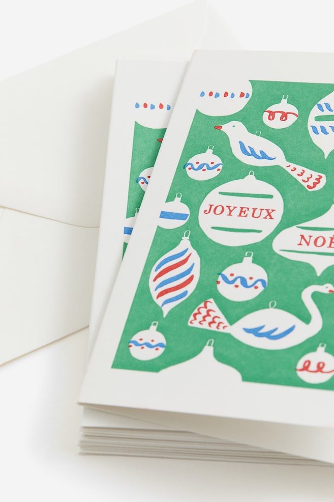 5-pack greeting cards with envelopes - Green/Joyeux Noël/Blue/Season's Greetings/Red/Merry Christmas - 2