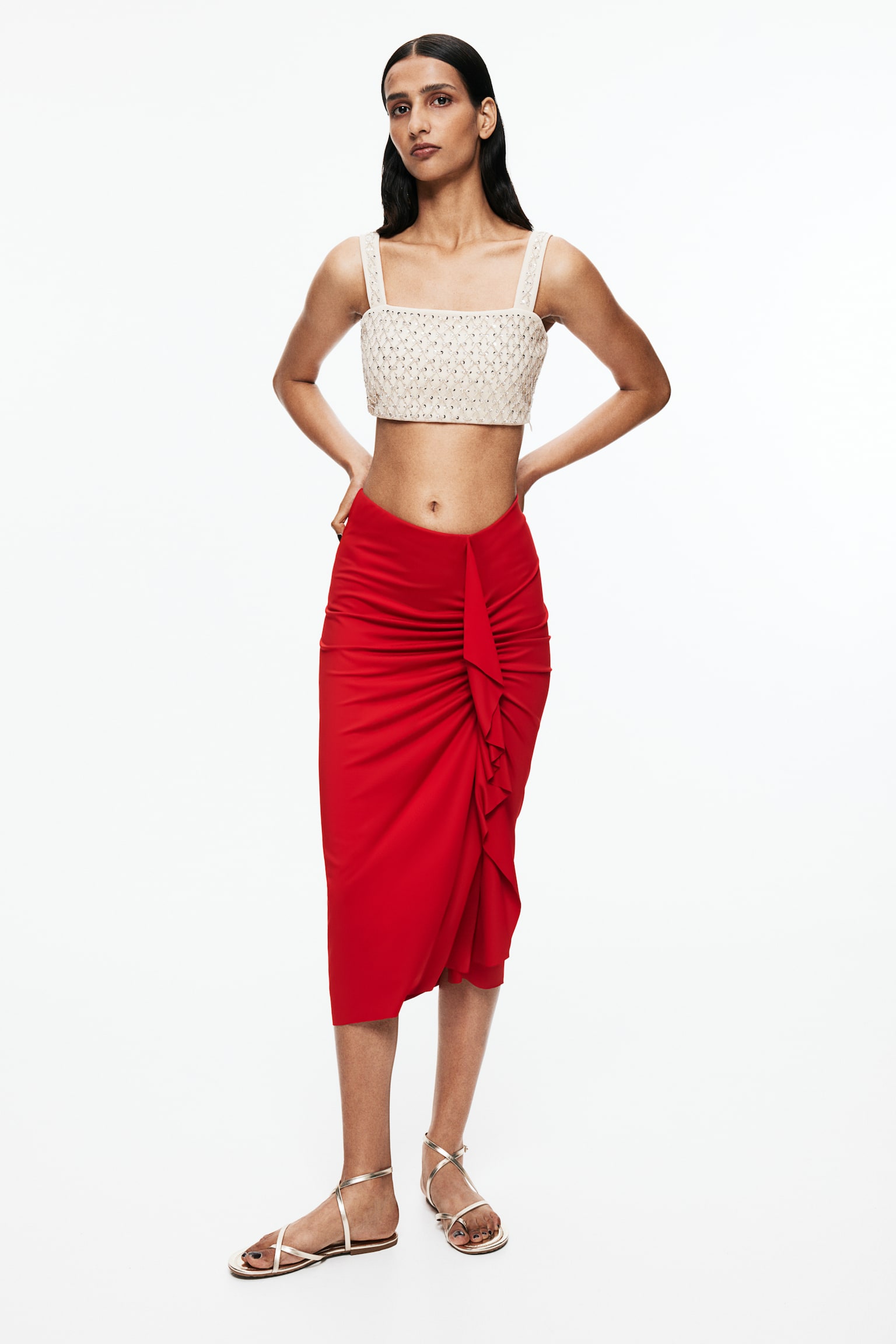 Draped jersey skirt - Bright red/Burgundy - 5