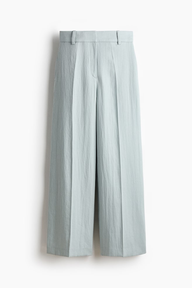 Wide linen-blend trousers - Dusty turquoise/Dark brown/Burgundy/Light beige - 1