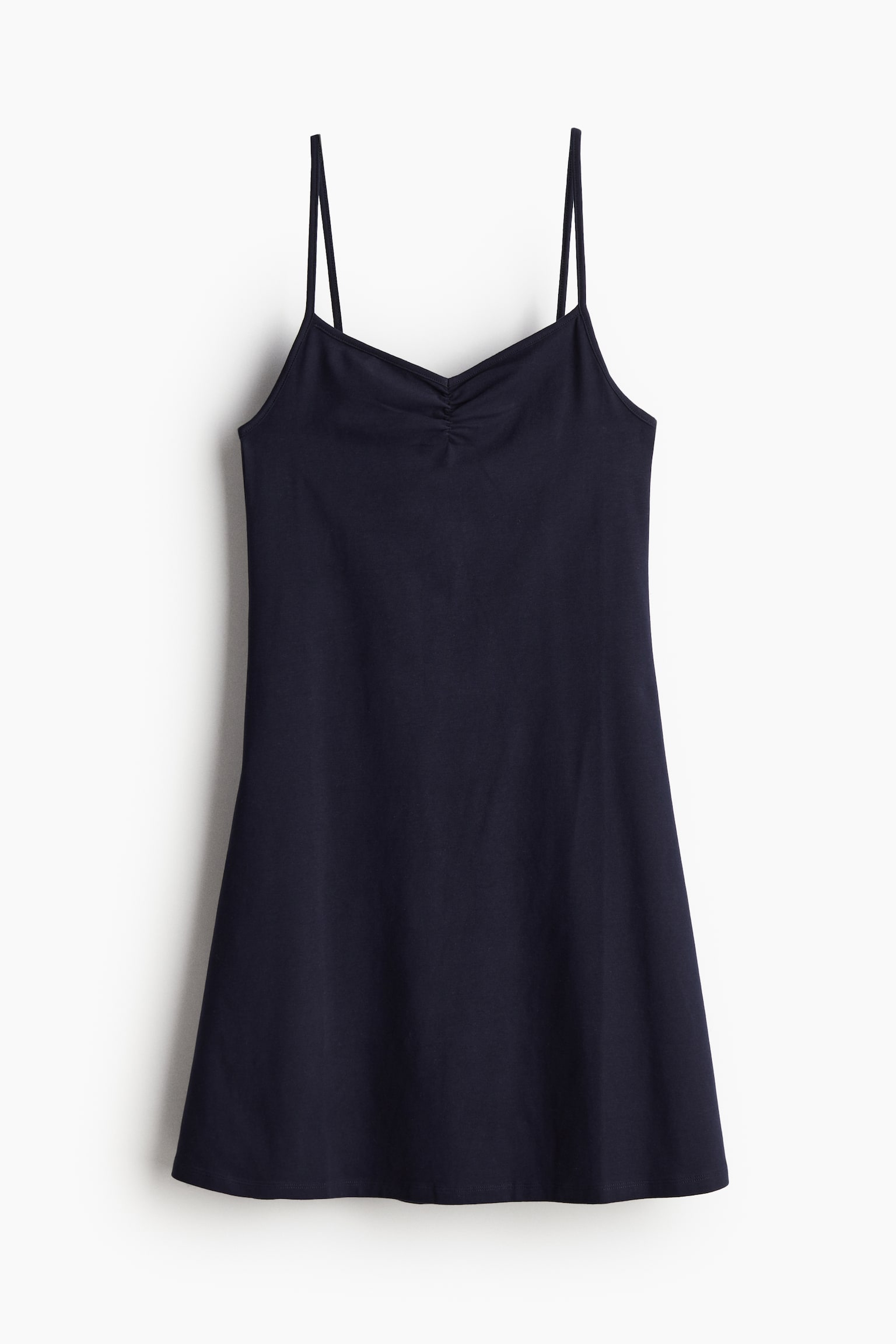 Flared-skirt strappy dress - Navy blue/Light beige - 2