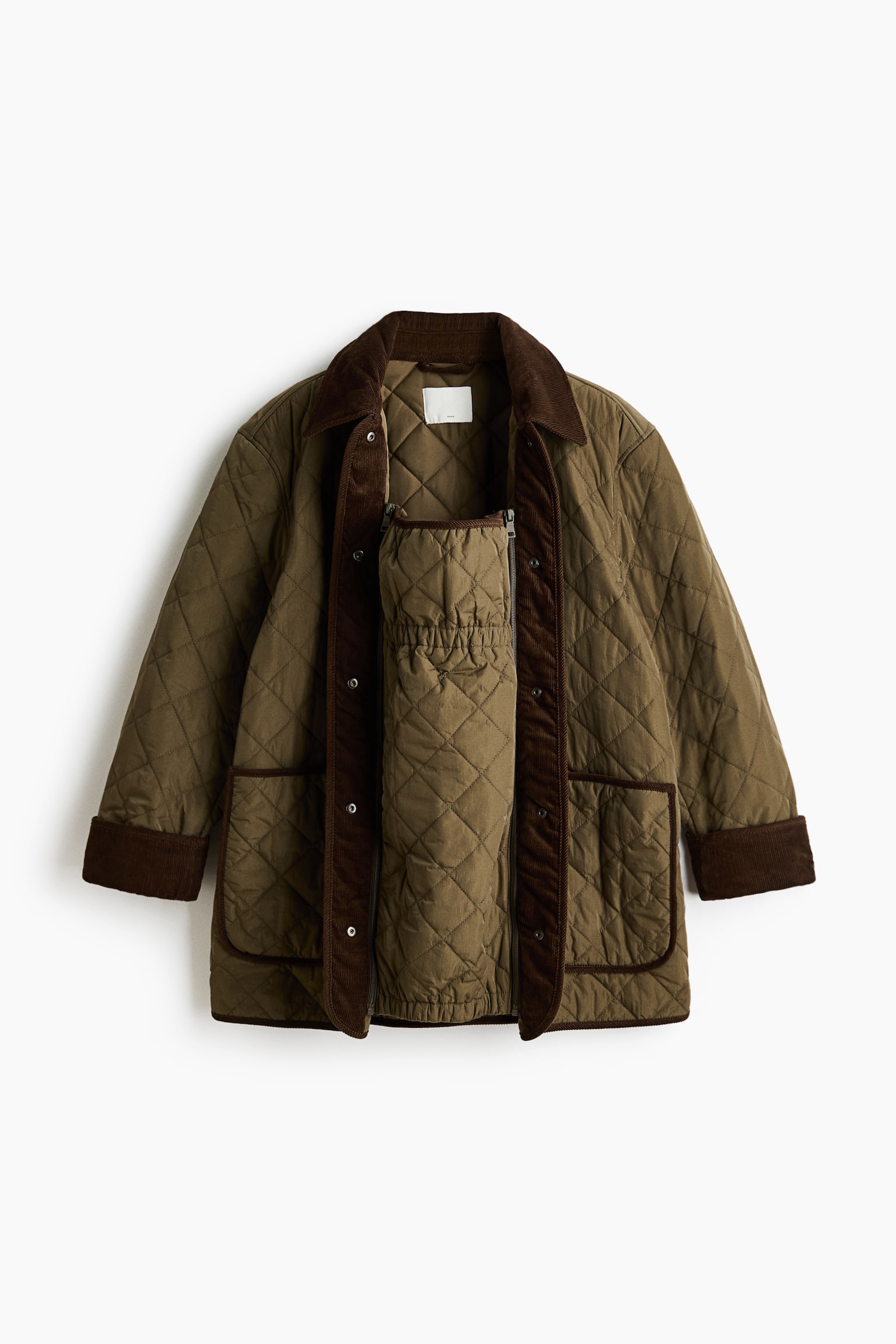 Женская куртка H&M Mama Before & After Quilted Babywearing, цвет: Хаки зелёный / Коричневый — фото 8