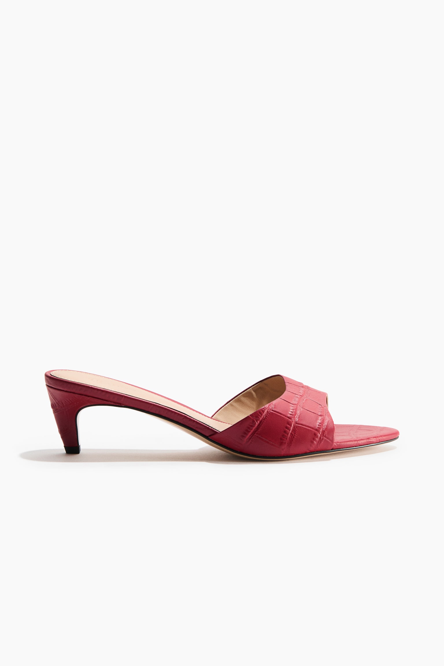 Heeled leather sandals - Dark red/Faux crocodile - 4