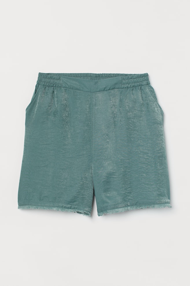 Lyocell-blend shorts - Turquoise/Grey - 1