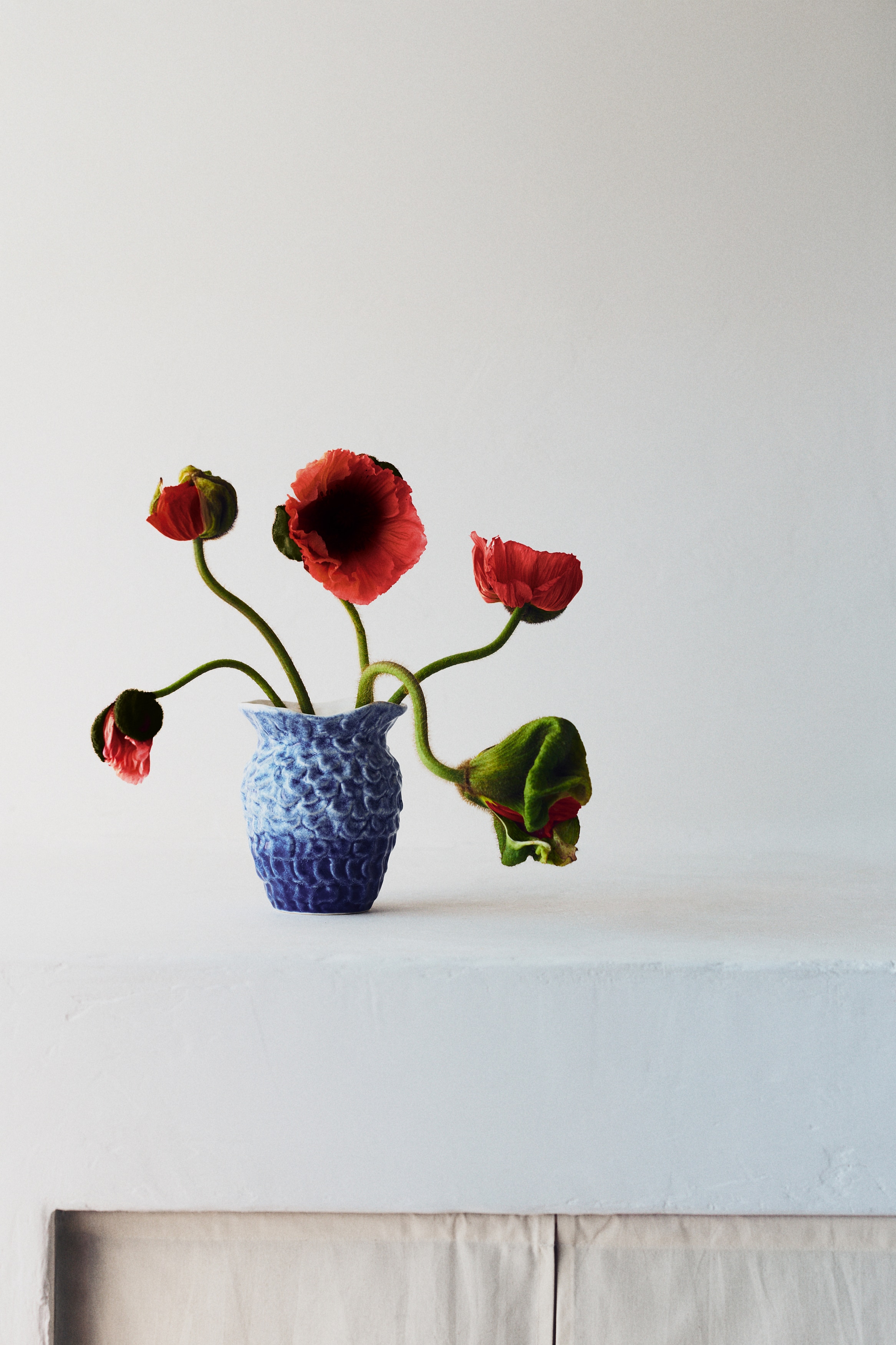 Small sea-inspired stoneware vase - Blue/white