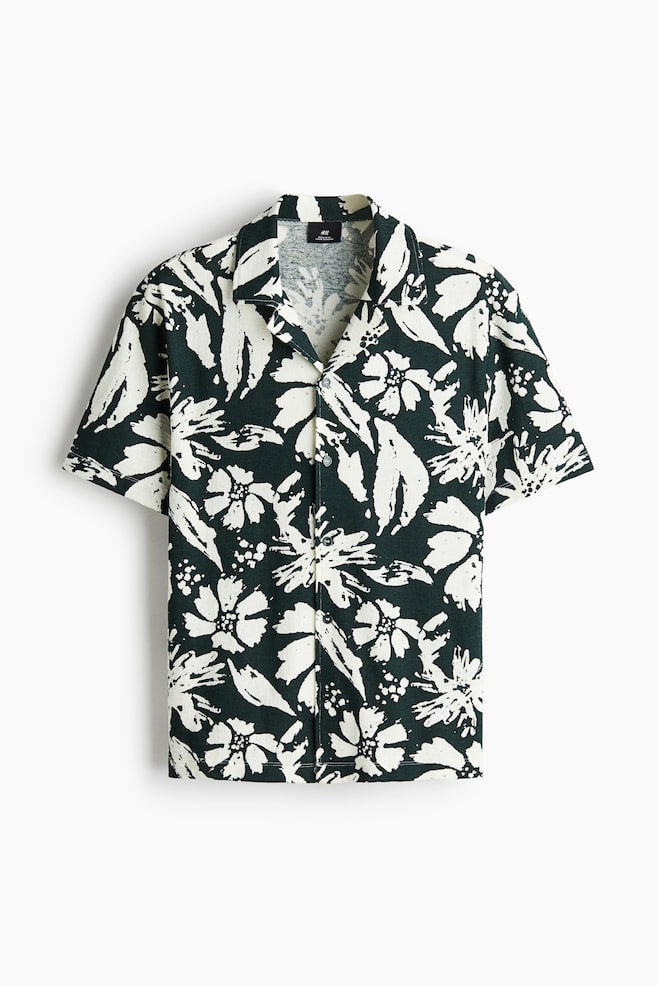 Regular-Fit Jacquard Resort Shirt - Dark green/floral - 1