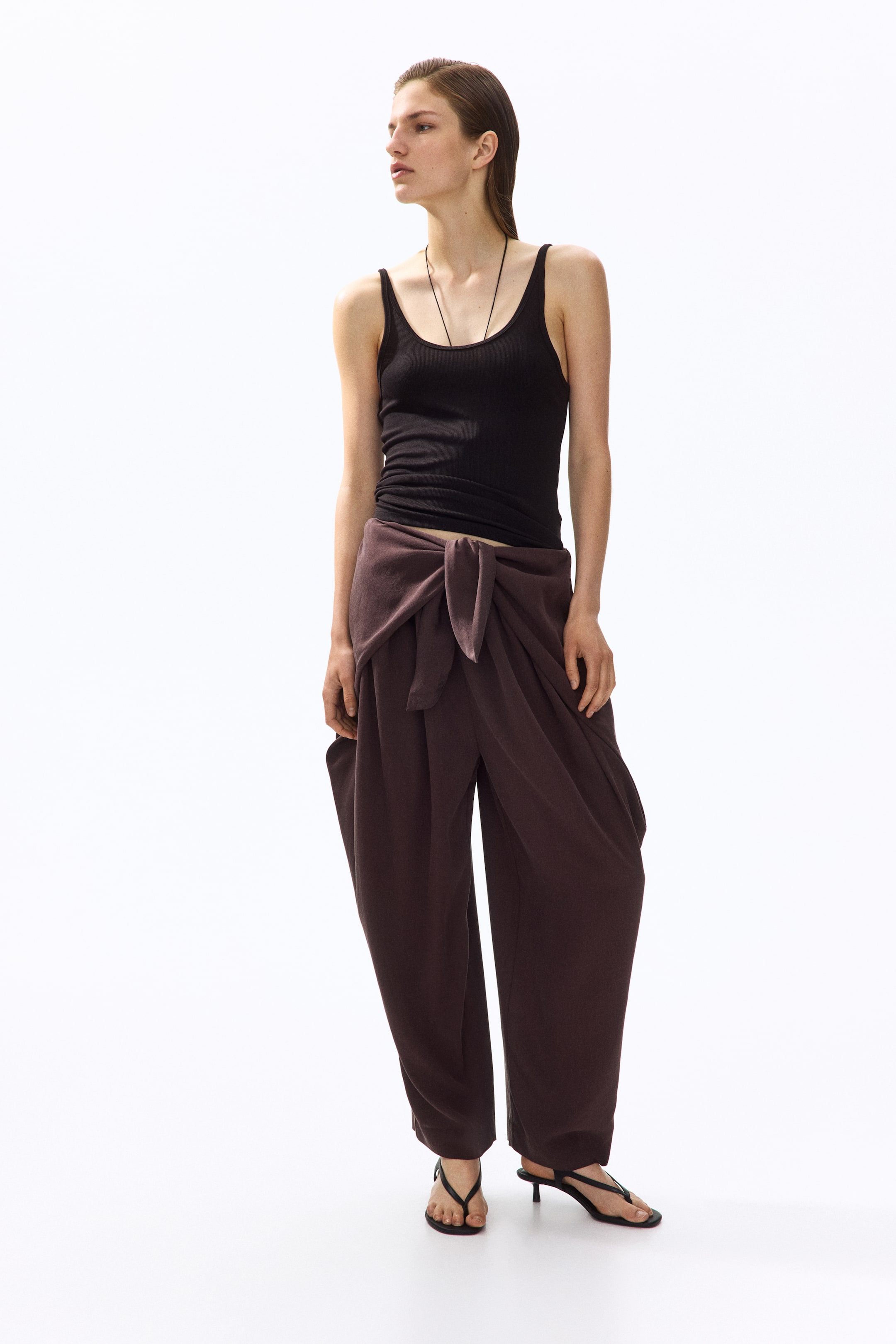 Женские брюки H&M Tie-Detail Barrel Pants — фото 3