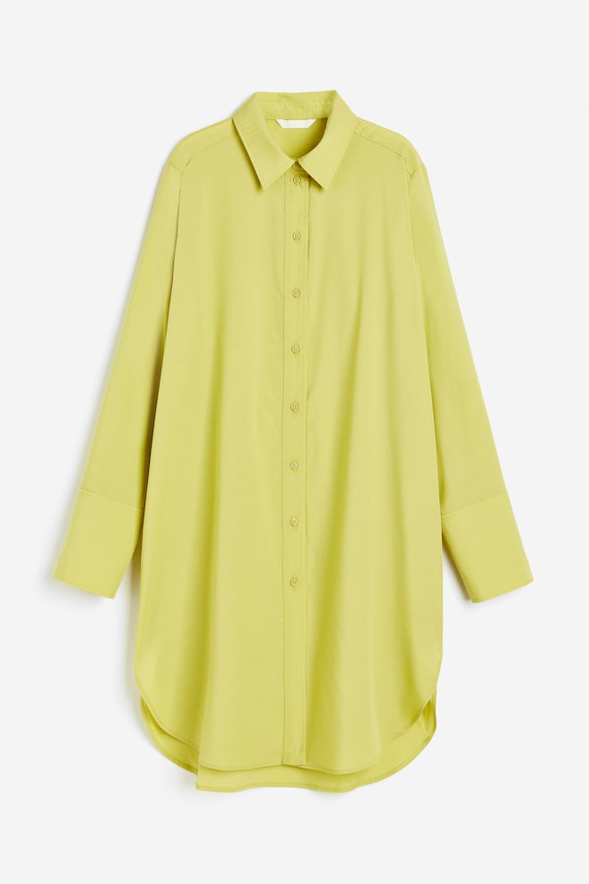 Lyocell-blend shirt dress - Yellow-green/Light beige/Leopard print/White/Patterned - 2