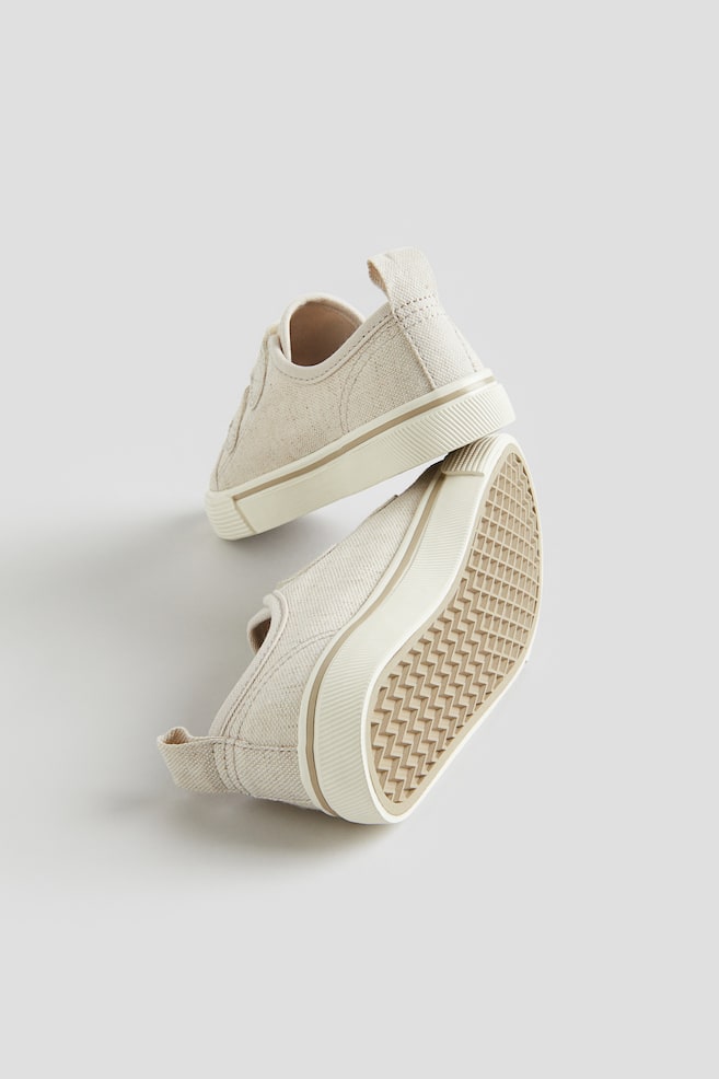 Sneakers in tela con chiusura a strappo - Ecru/Verde polvere - 3