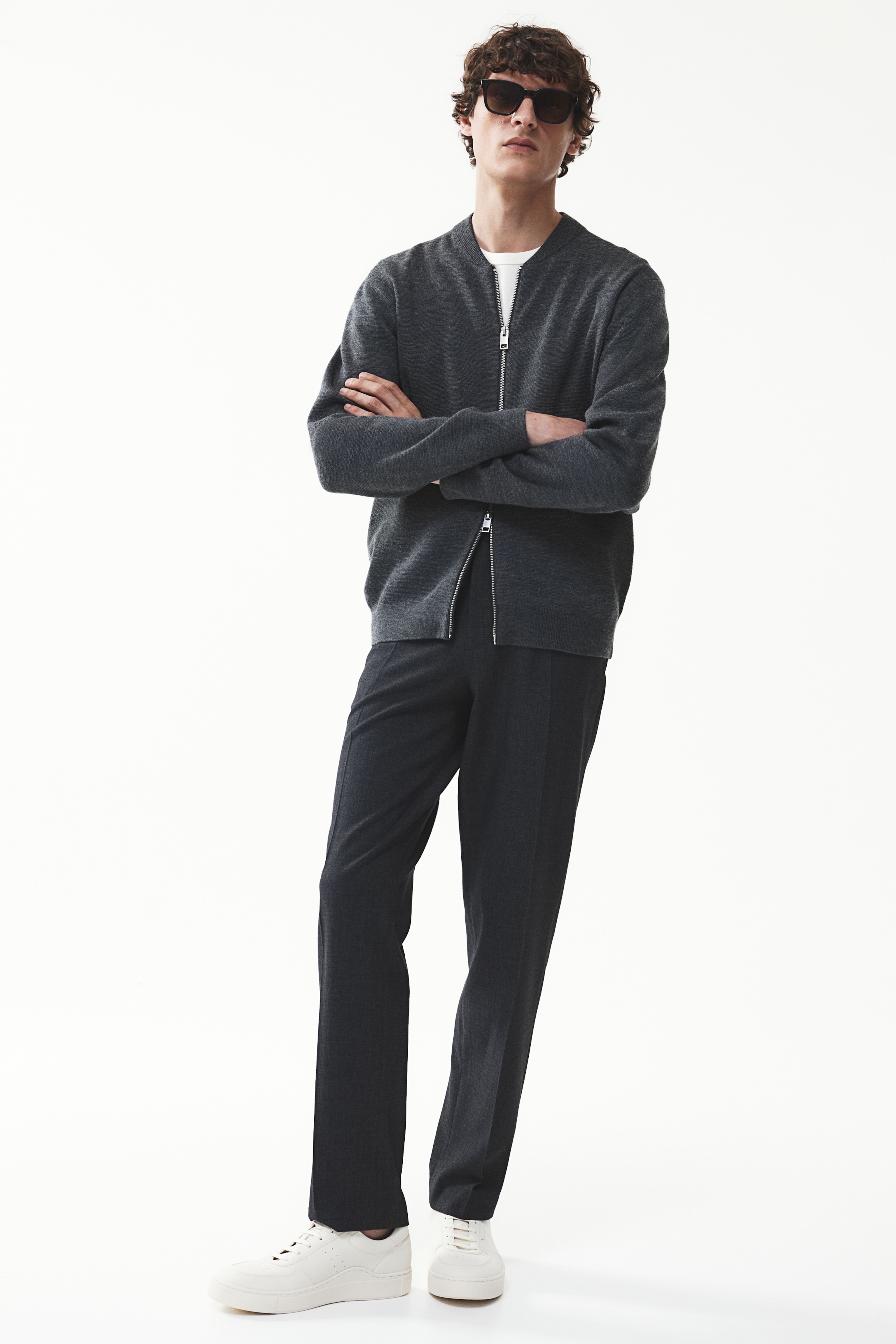 HM Feinstrick-Cardigan im Pilotenlook in Slim Fit