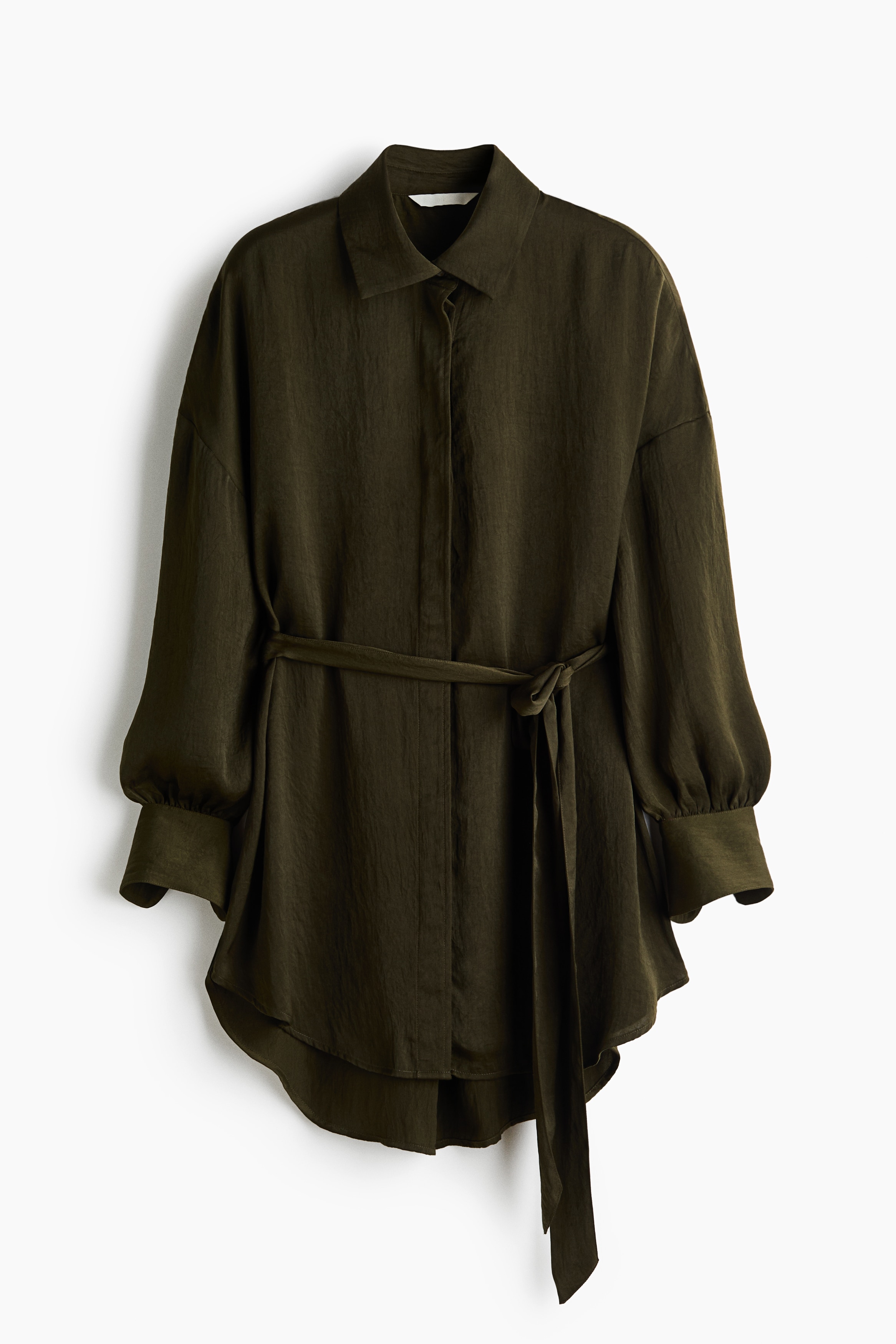 Belted shirt - Dark khaki green/Rust red