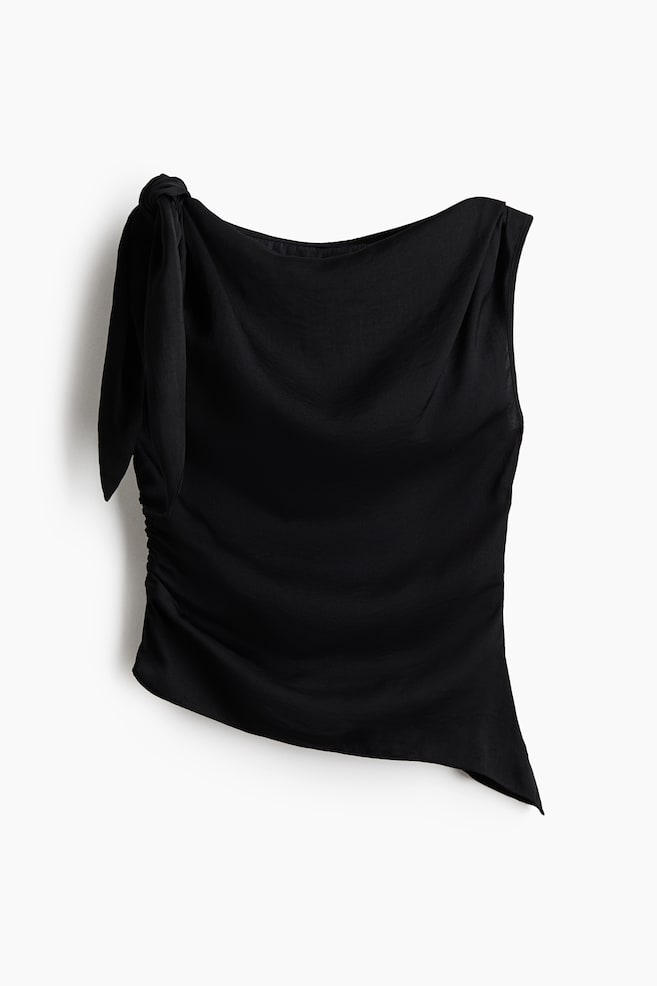 Asymmetric tie-detail top - Black/Light pink/Dark olive green - 1