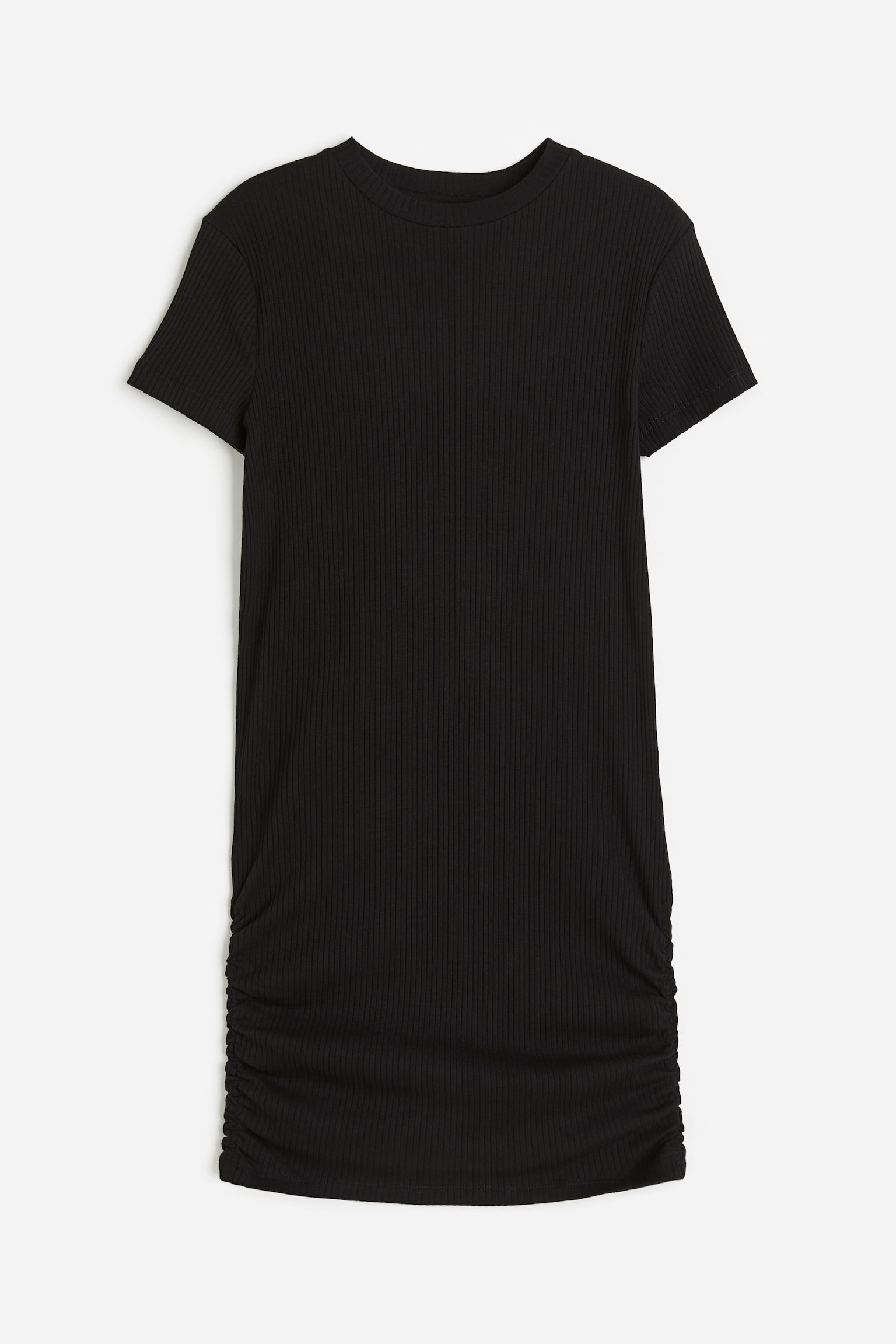 Rib Jersey Dress - Black/Light beige - 1