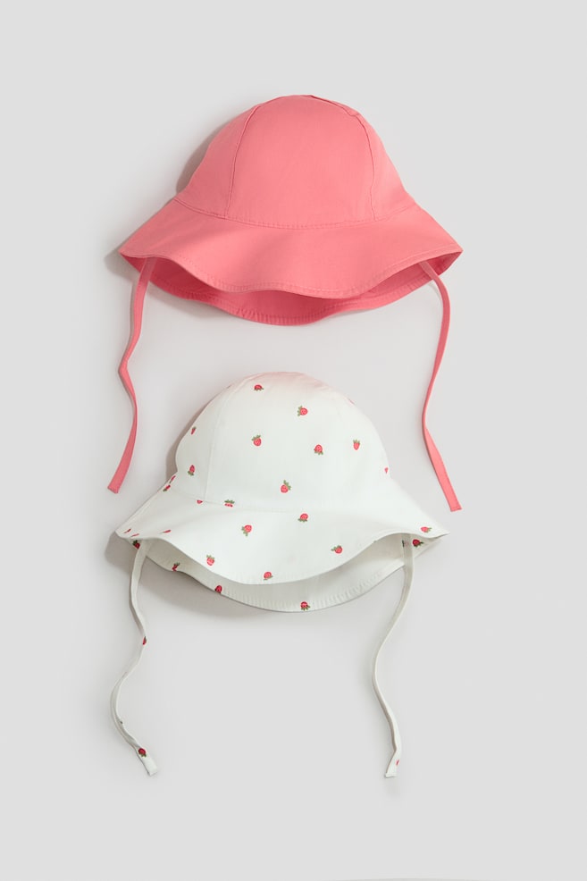 2er-Pack Sonnenhüte aus Baumwolle - Rosa/Erdbeeren/Hellrosa/Geblümt/Hellrosa/Geblümt - 1