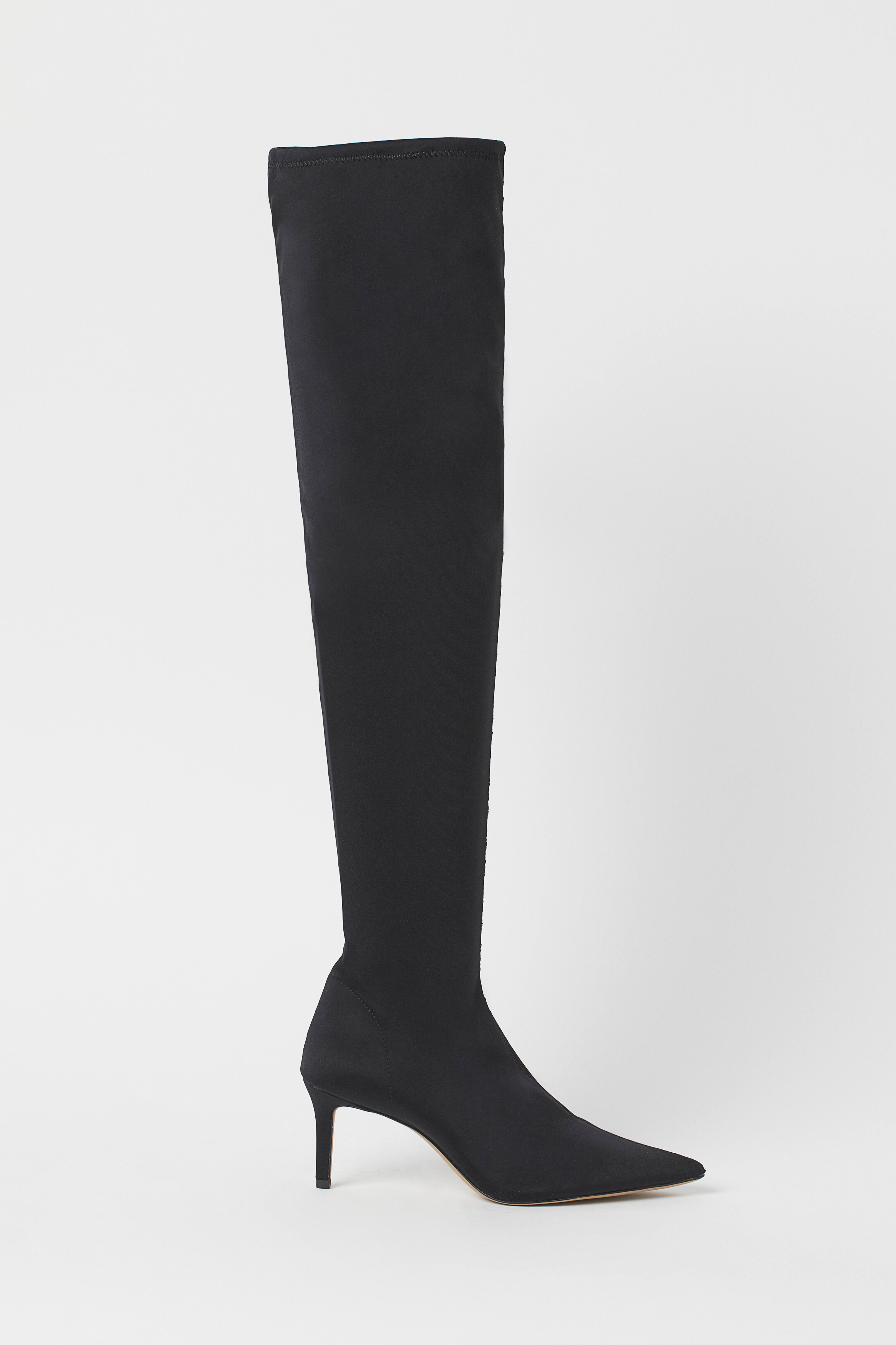 Black knee high sock fashion boots