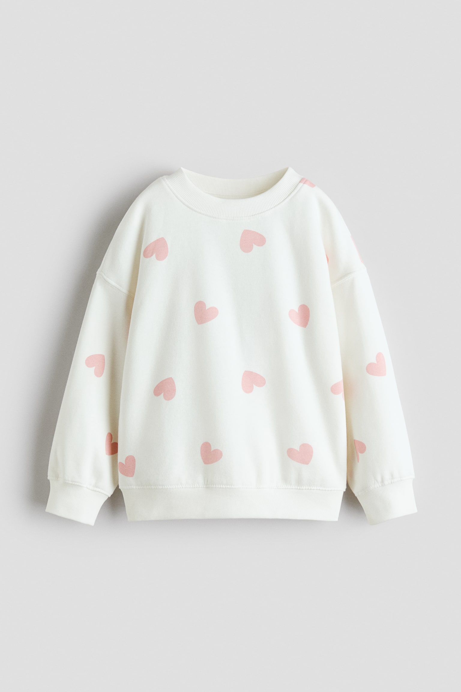 Brushed-Inside Sweatshirt - Cream/hearts/Light purple/Taupe/hearts/Light pink/Dusty purple/hearts/Light pink/Turquoise/hearts