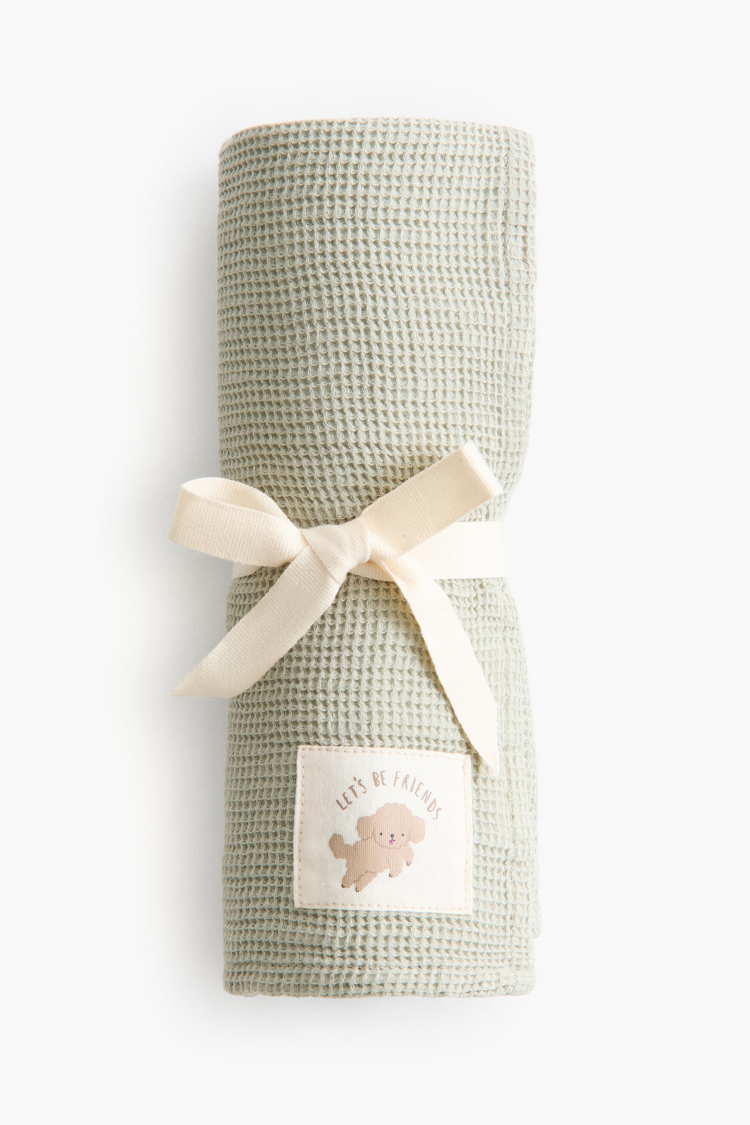 Pătură gofrată pentru bebeluși - Verde-prăfuit/Bej - 3