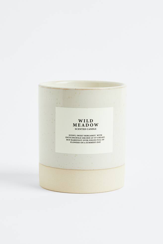 Stort duftlys i keramikkbeholder - Lys beige/Wild Meadow/Sort/Sichuan Fig - 1