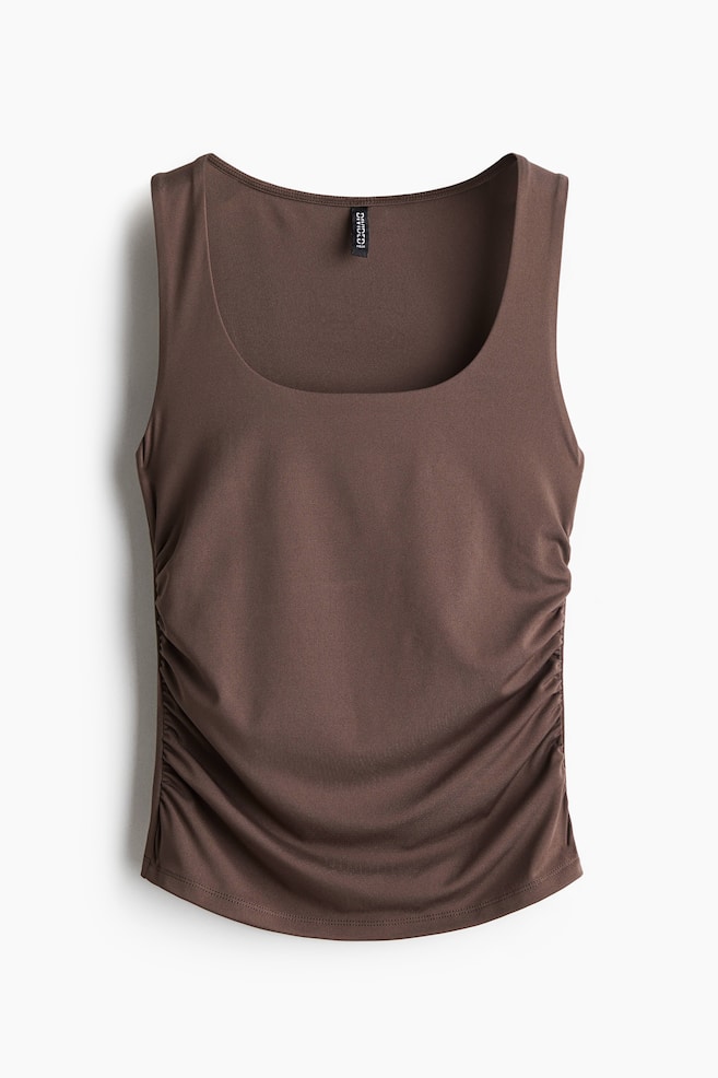 Ruched Tank Top - Brown/Black/White/Burgundy/Light pink - 1