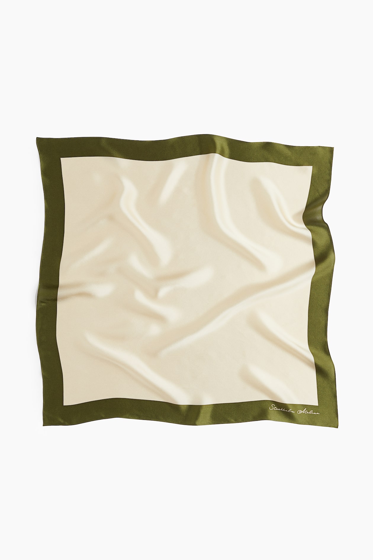 Mascada de seda con diseño - Beige claro/Verde caqui - Ladies | H&M MX