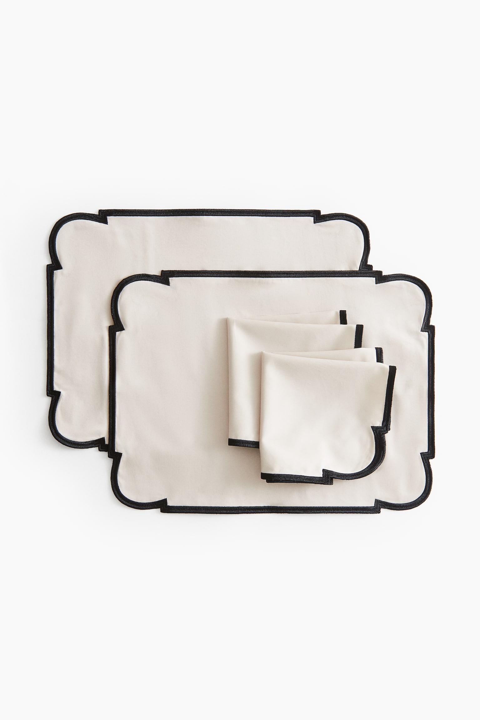 2-pack cotton place mats and napkins - White - 1