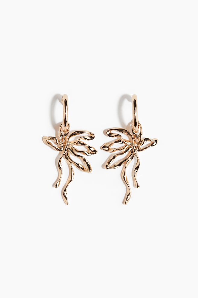 Pendant Hoop Earrings - Gold-colored - 1