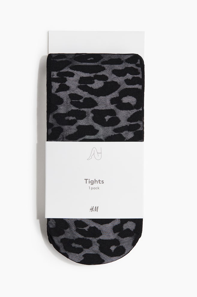 Medias estampadas - Negro/Estampado de leopardo - 1