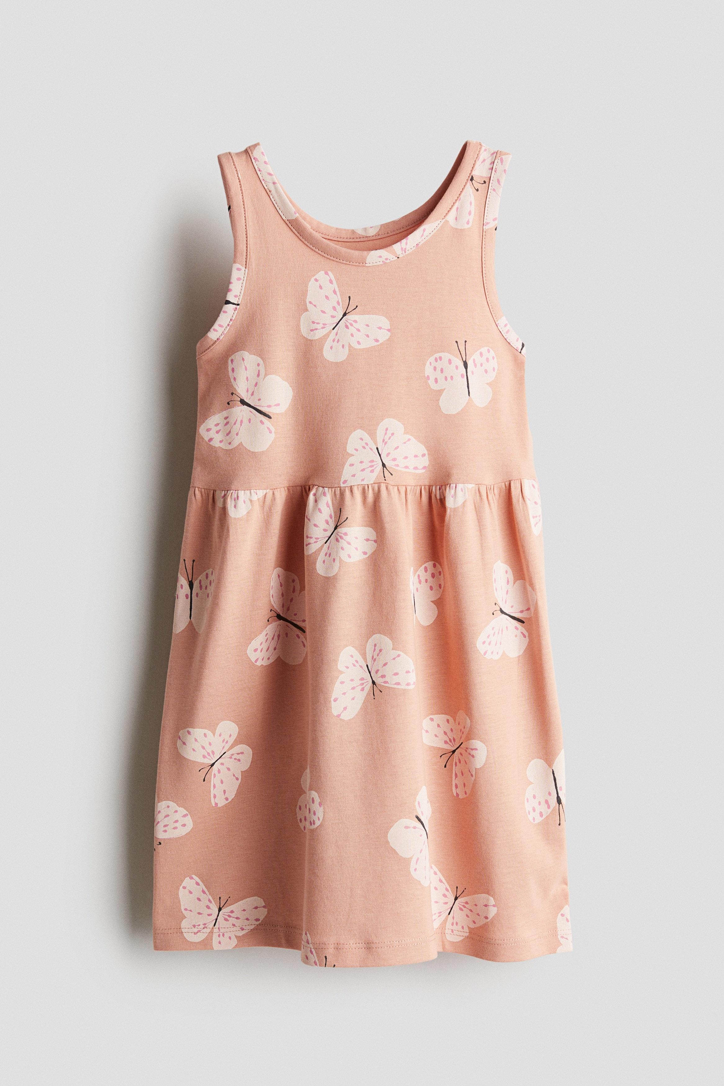 Mønstret bomullskjole - Ferskenrosa/Sommerfugler/Lys gul/Hello Sun/Gul/Sitroner/Lys rosa/Svaner/Lys rosa/Sløyfer/Lys turkis/Fugler/Hvit/Hjerter/Cream/Livet i havet/Hvit/Sebratrykk/Lys turkis/Iskremer