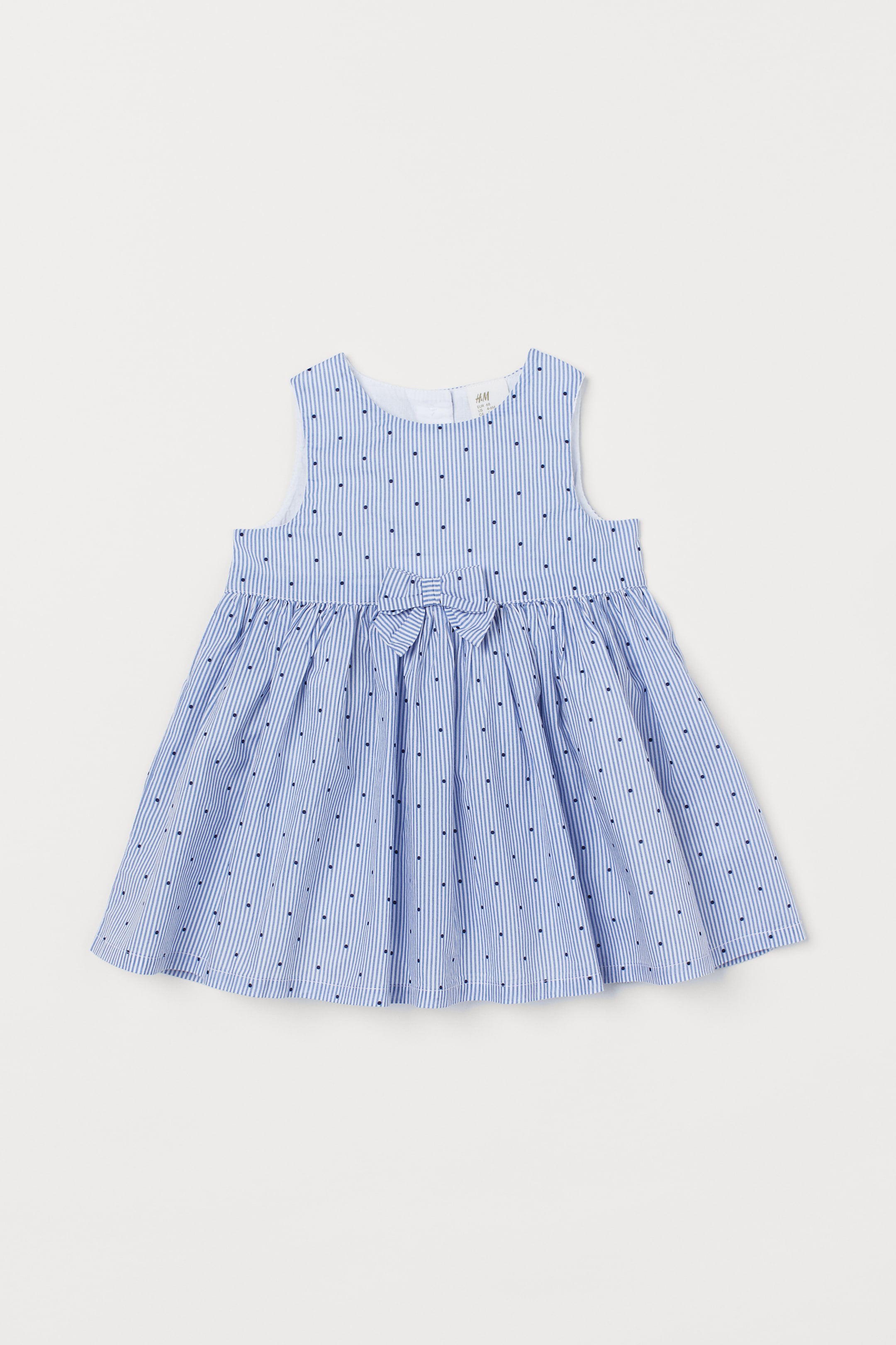 Bow-detail dress - Round neck - Sleeveless - Blue/Spotted - Kids | H&M GB