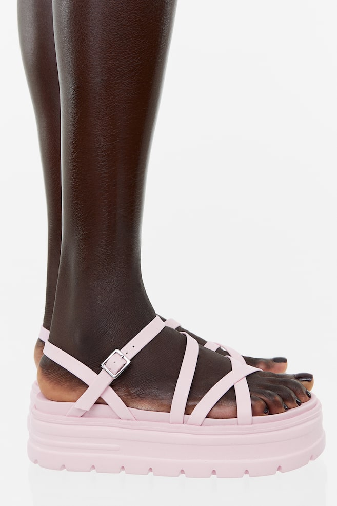 Chunky platform sandals - Light pink/White/Black - 1