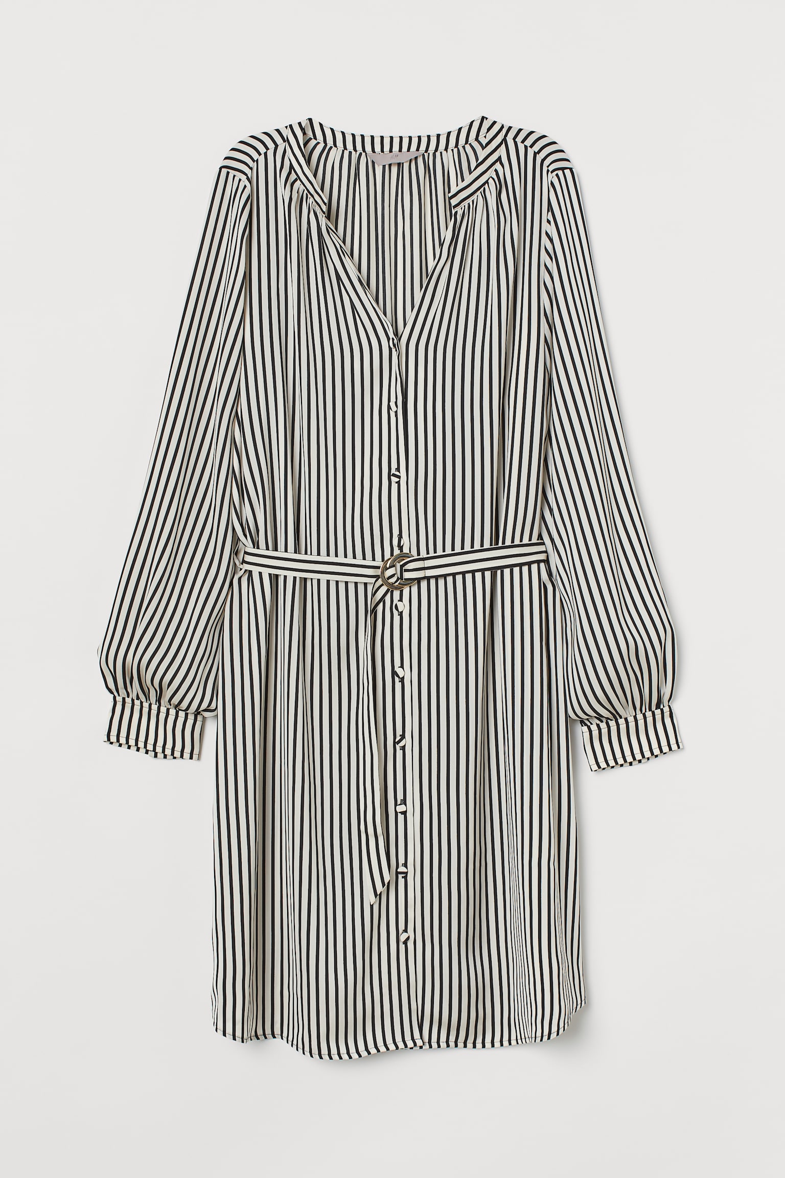 Šaty s páskem - Bílá/černý proužek