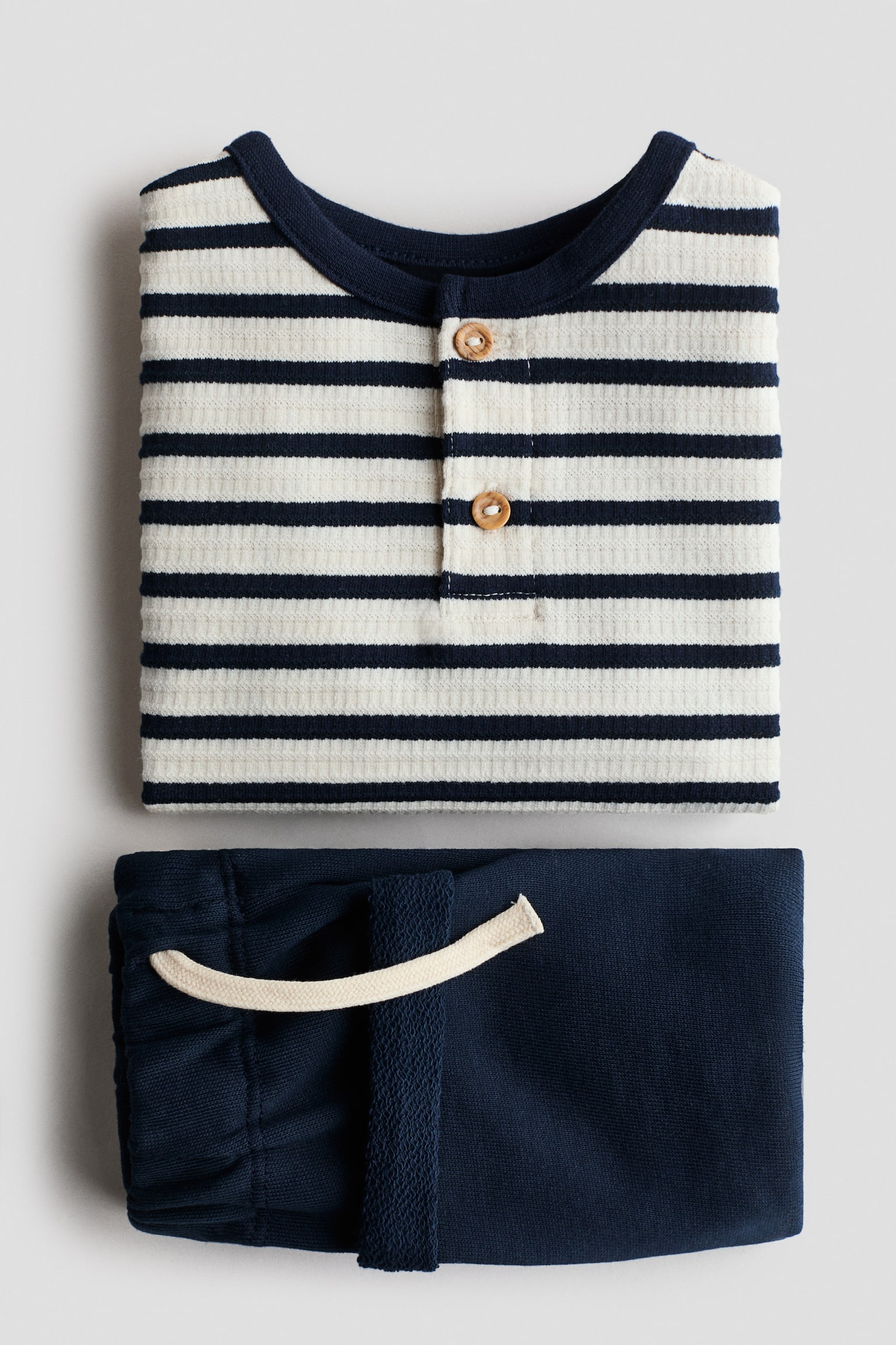 Ensemble 2 pièces - Blanc/bleu marine/Gris foncé/rayé - 2