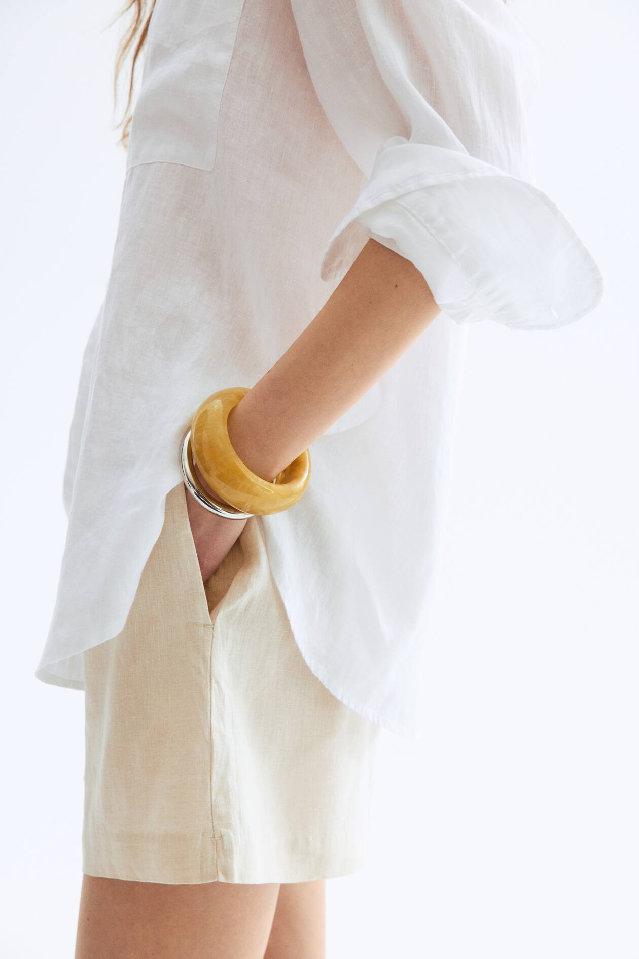 Linen drawstring shorts - image 3