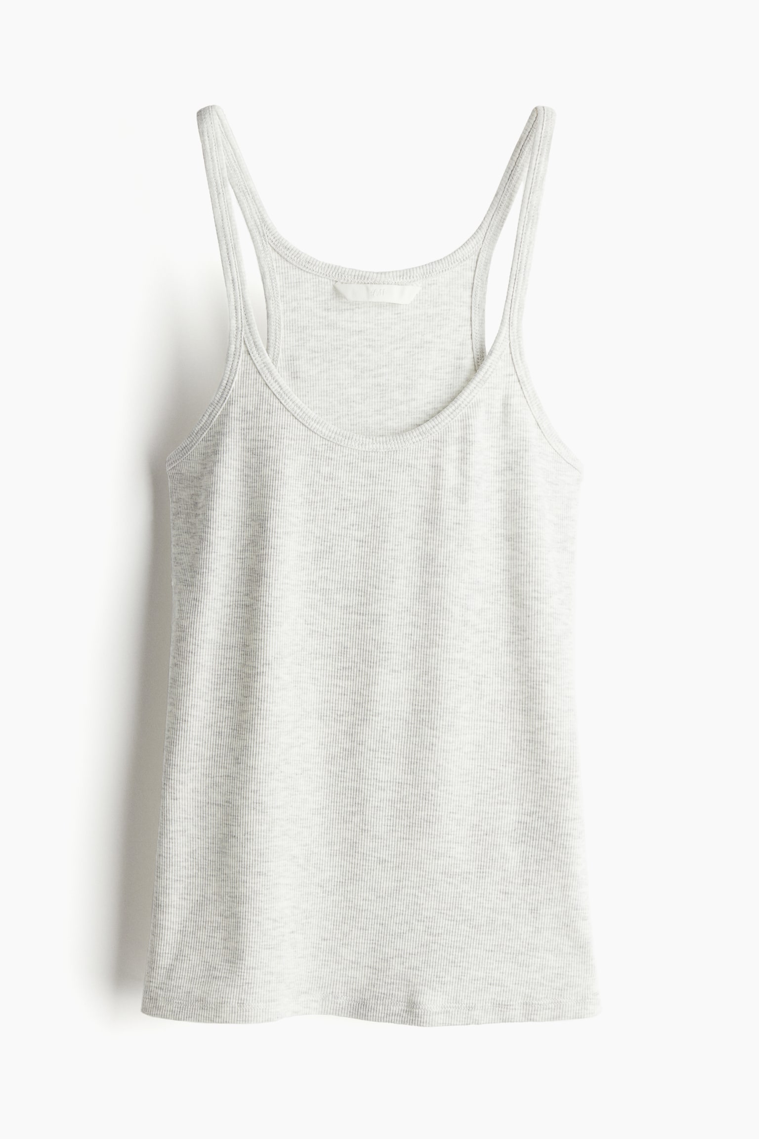 Ribbed vest top - Light grey marl/White/Black/Dark brown - 1