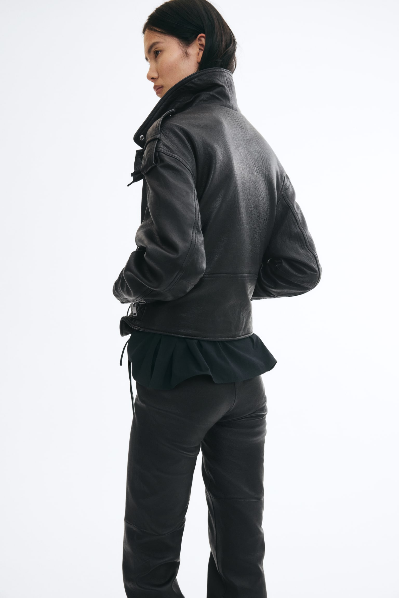 Женская куртка H&M Leather Biker, цвет: Чёрный — фото 4