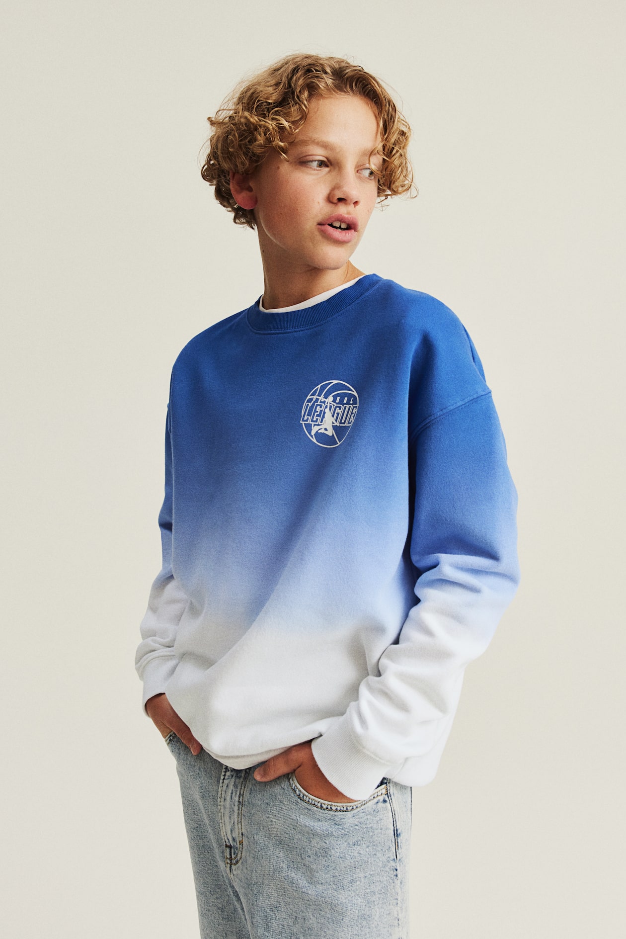 Sweatshirt - Crew-neck - Long sleeve - Blue/Global League - Kids | H&M US