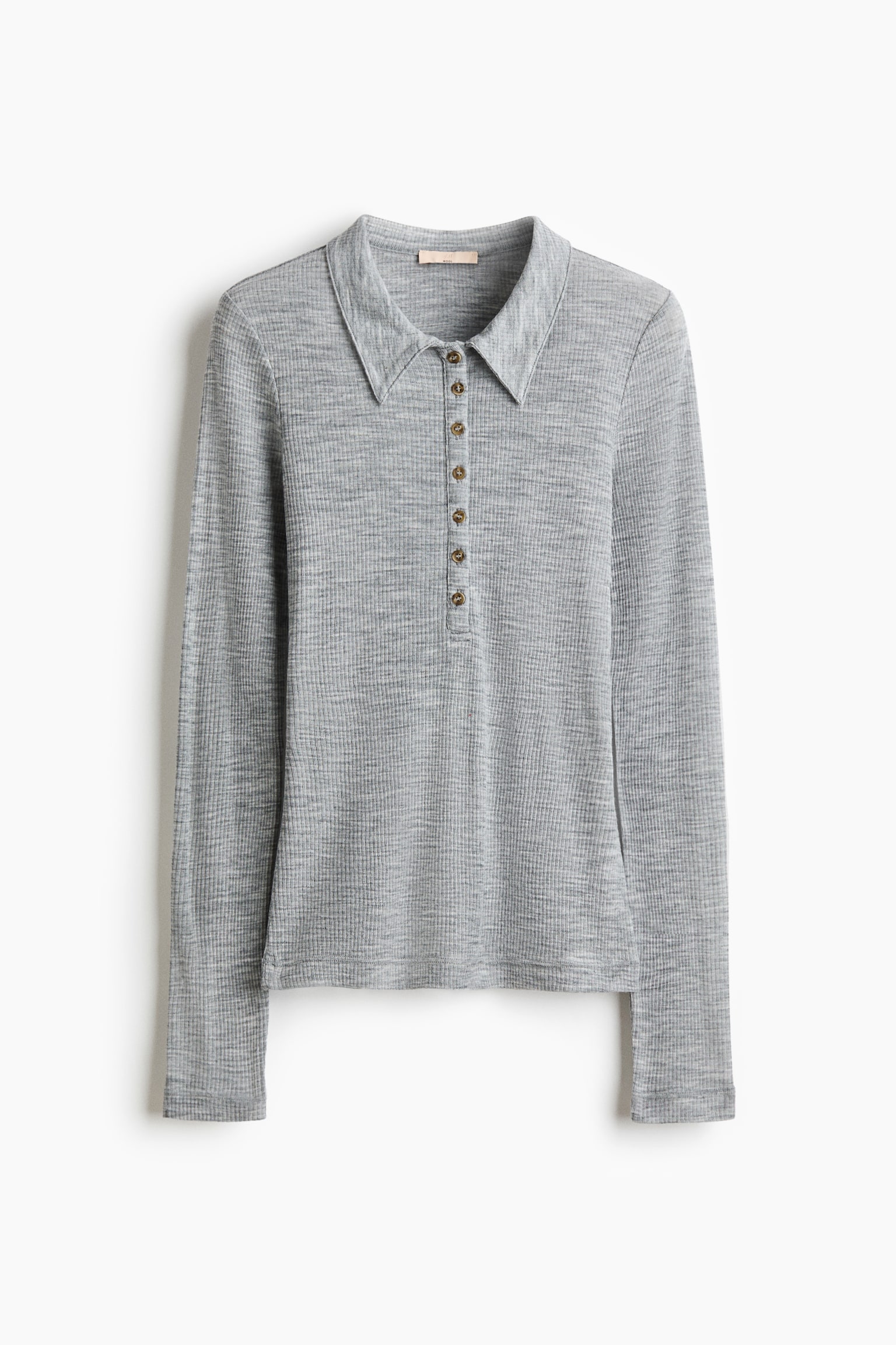 Polo in lana - Grigio mélange/Marrone dorato