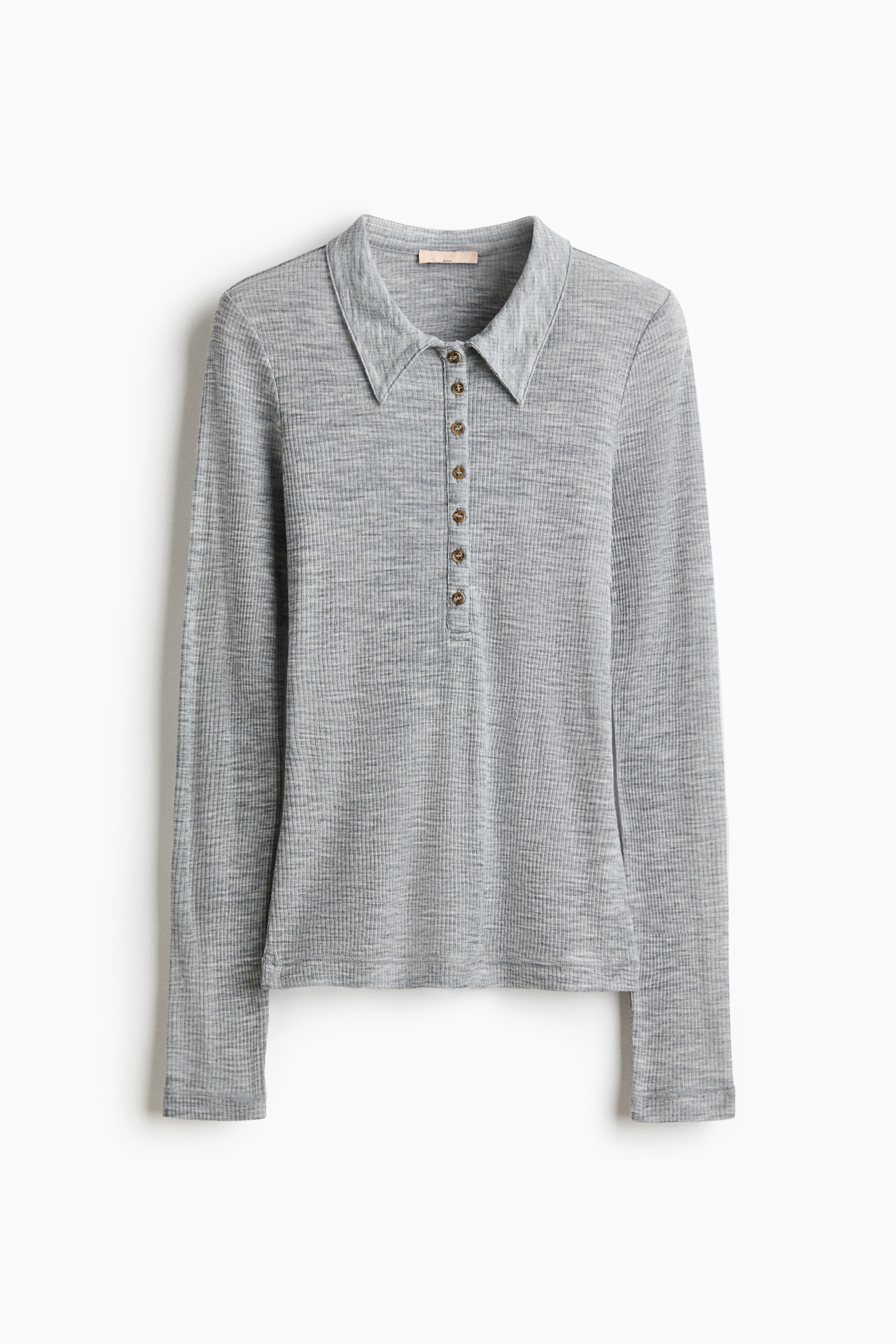 Se større billede: Poloshirt i uld - Gråmeleret - DAME | H&M DK 1
