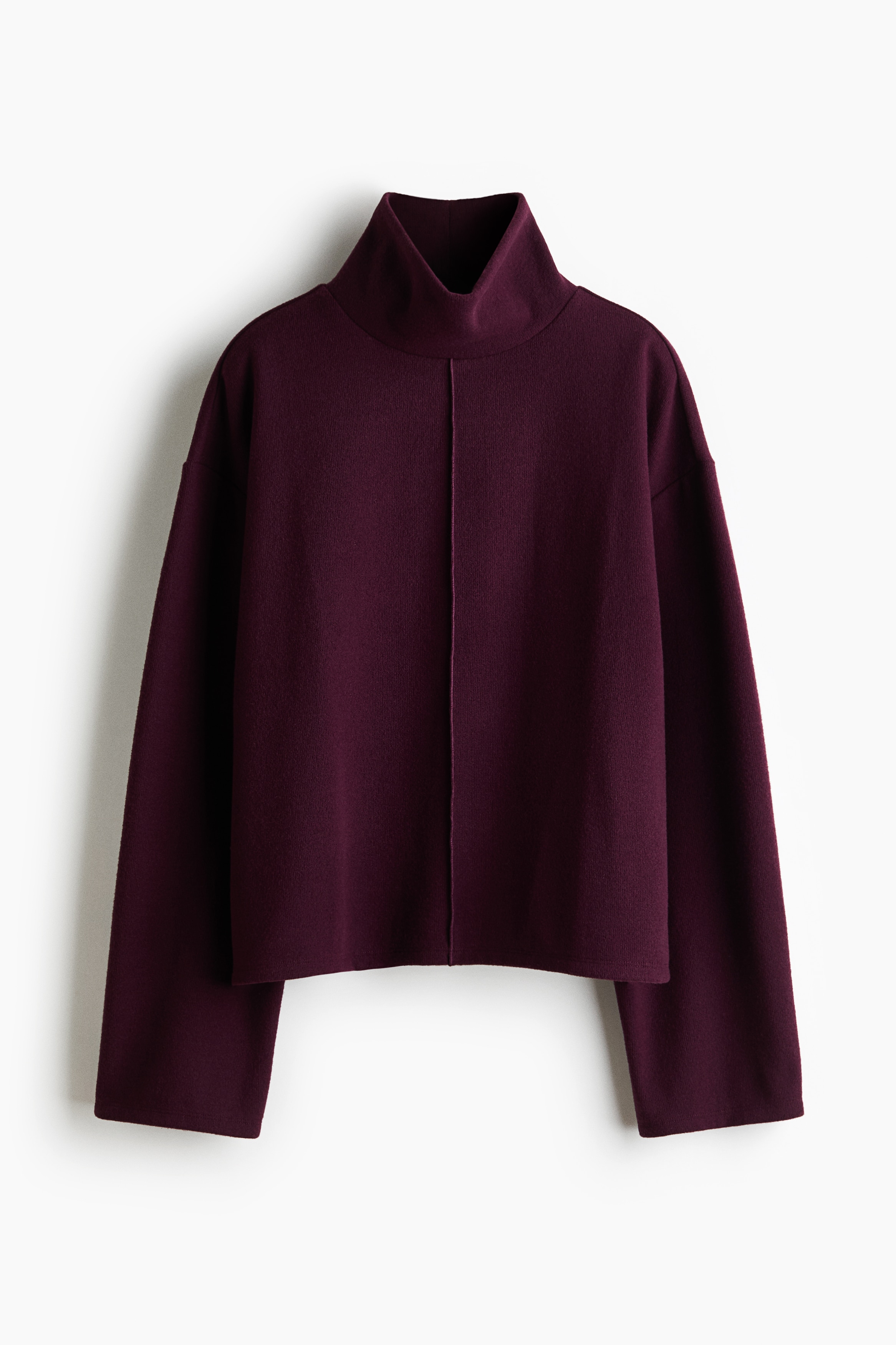 Pullover mit Turtleneck in Loose Fit - Weinrot/Cremefarben/Dunkles Rostbraun