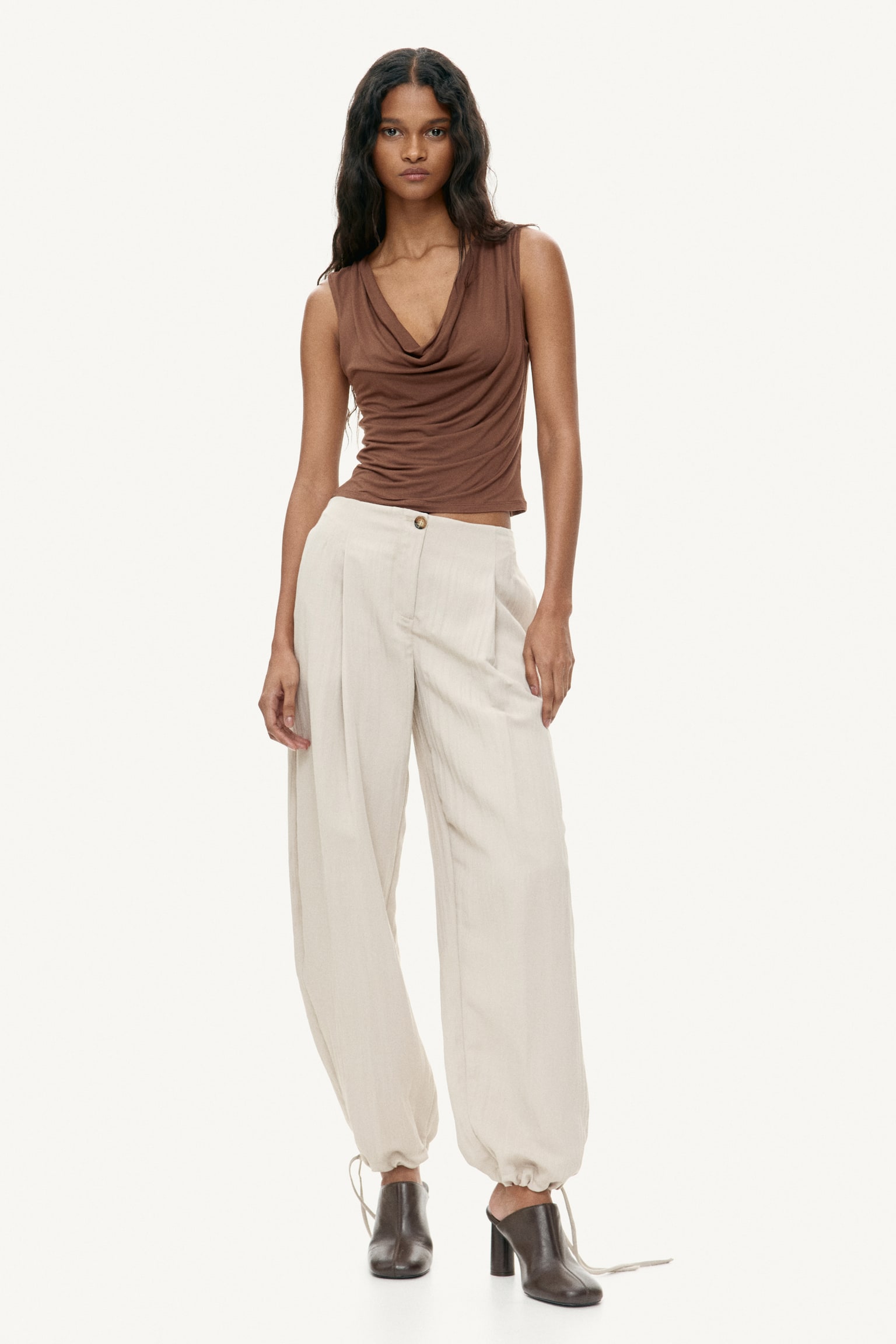 Áo jersey cổ đổ - Màu nâu/Màu đen/Màu cam đậm/Màu ngọc lam nhạt - 4