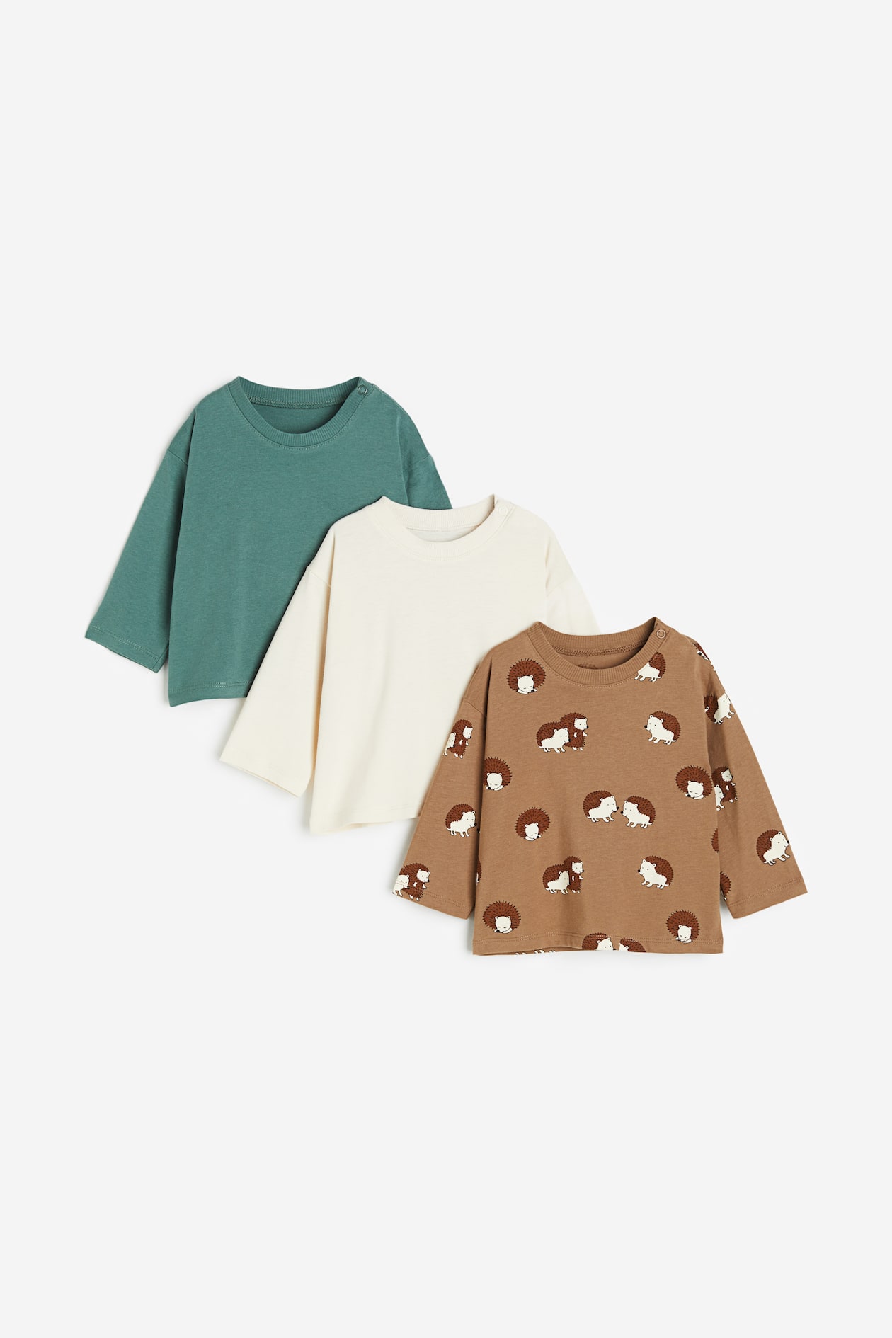 3 pack Cotton Jersey Shirts Brown hedgehogs Kids H M US 3-pack-cotton-jersey-shirts-brown-hedgehogs-kids-h-m-us