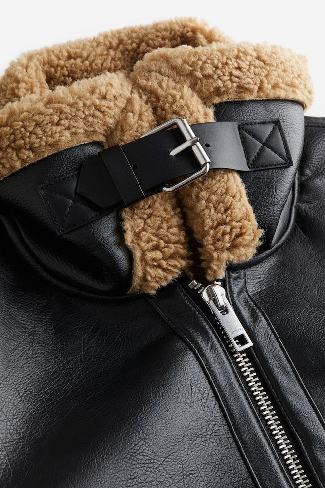 Regular Fit Teddy-lined jacket - Black - 6