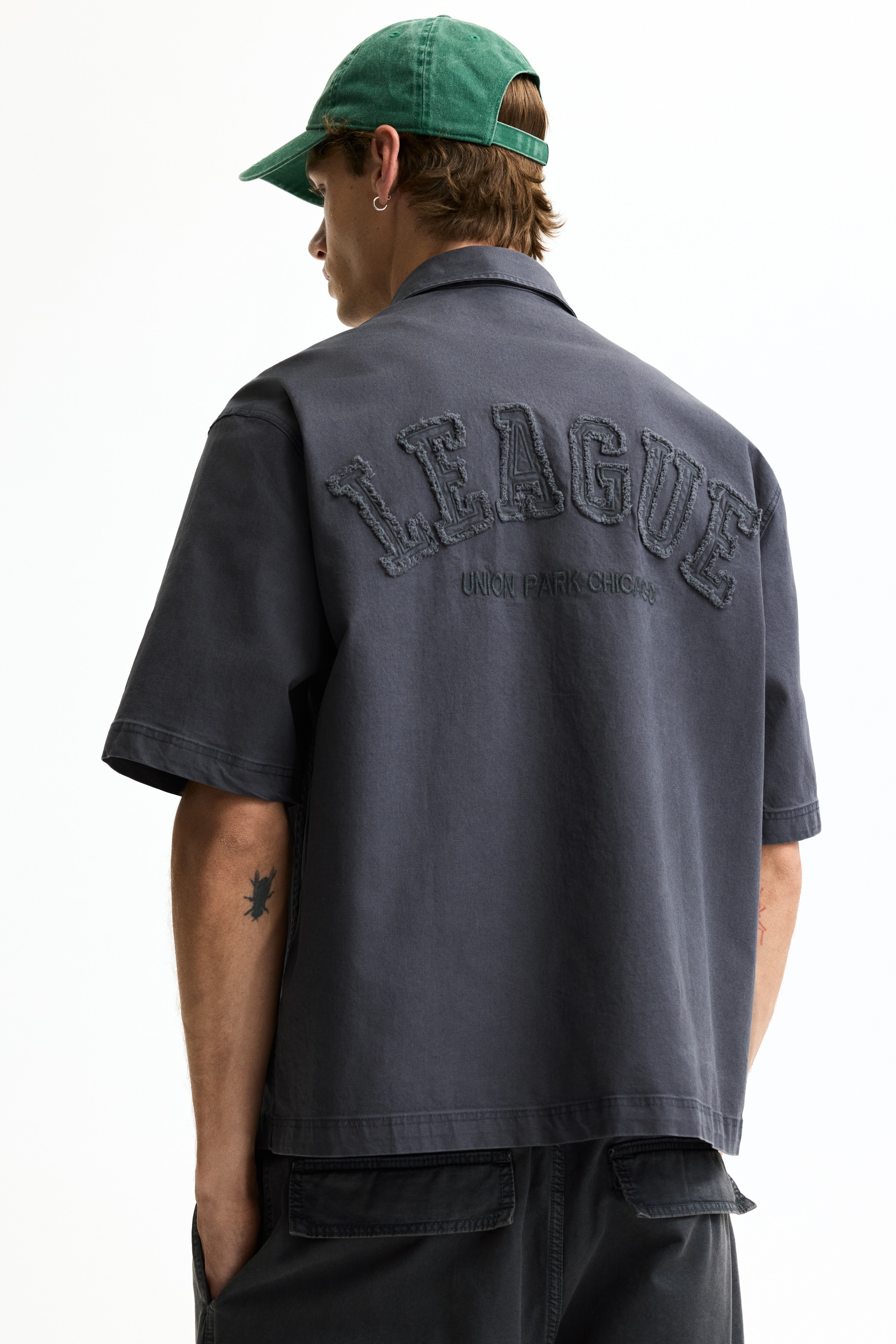 Camisa Relaxed Fit de manga corta en algodón - Gris oscuro